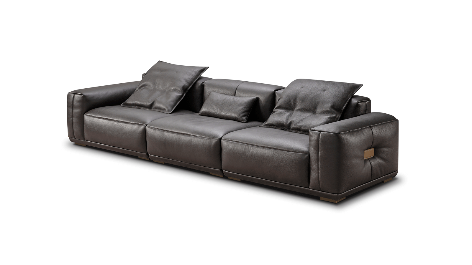 Anmytek Luxury Genuine Leather Sofa – Premium Dark Brown Leather Upholstery with Plush Cushions and Modern Design – Perfect for Elegant Living Spaces