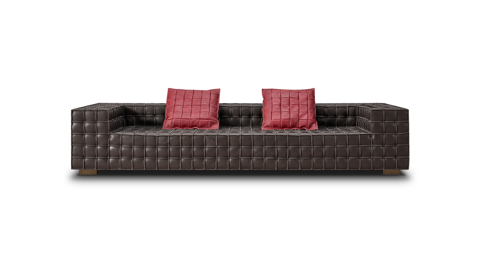 Anmytek Luxury Quilted Leather Sofa – Premium Brown Leather Upholstery with Modern Design and Plush Cushions – Stylish and Comfortable Living Room Furniture