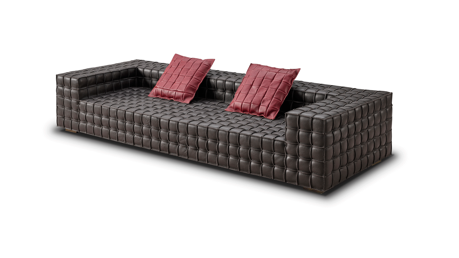 Anmytek Luxury Quilted Leather Sofa – Premium Brown Leather Upholstery with Modern Design and Plush Cushions – Stylish and Comfortable Living Room Furniture