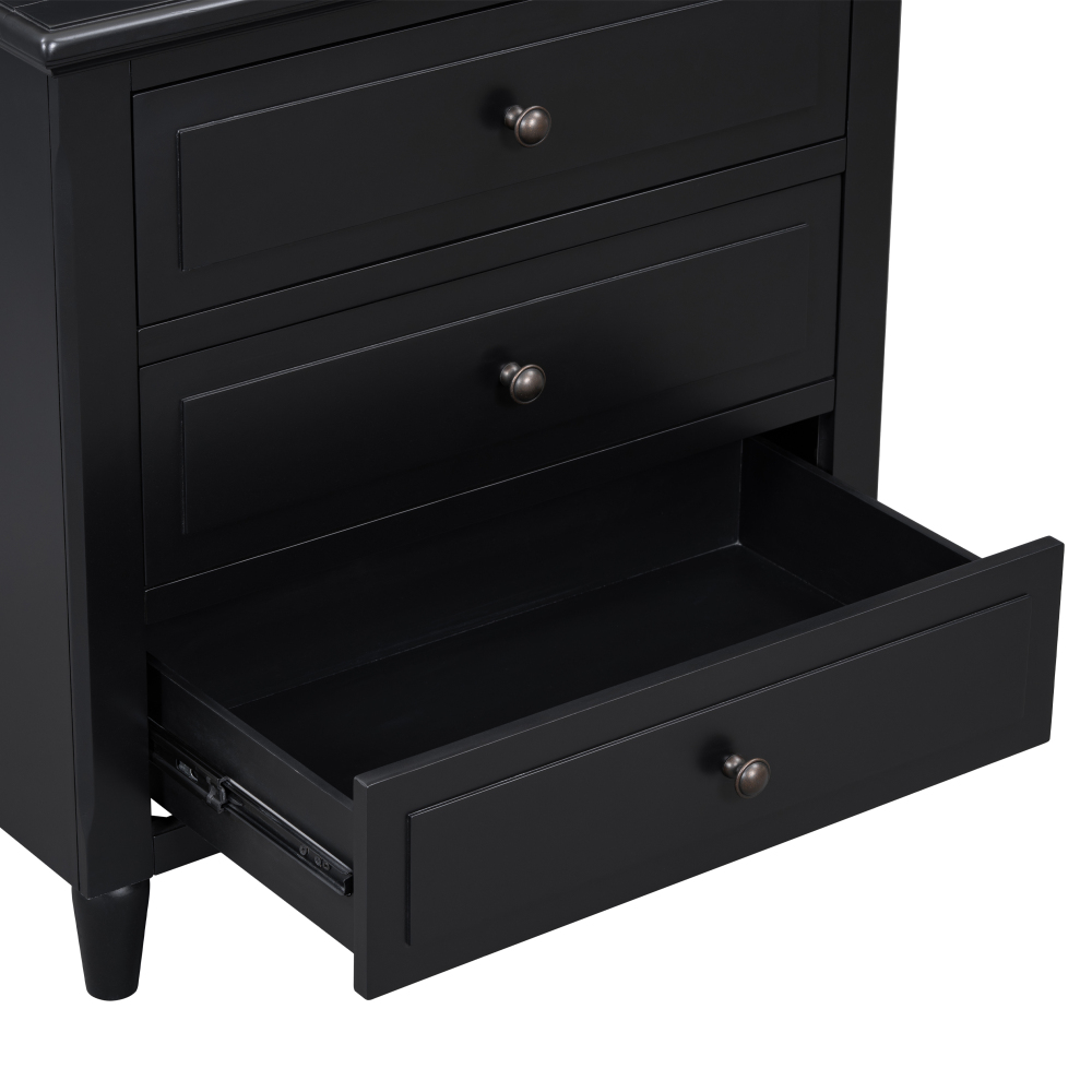 Anmytek 28 Inch Painted Nightstand with 3 Drawers Smooth Gliding Rails Metal Handle Minimalist Bedside Cabinet Rubber Legs Sofa Side Table for Bedroom Sofa Couch Office
