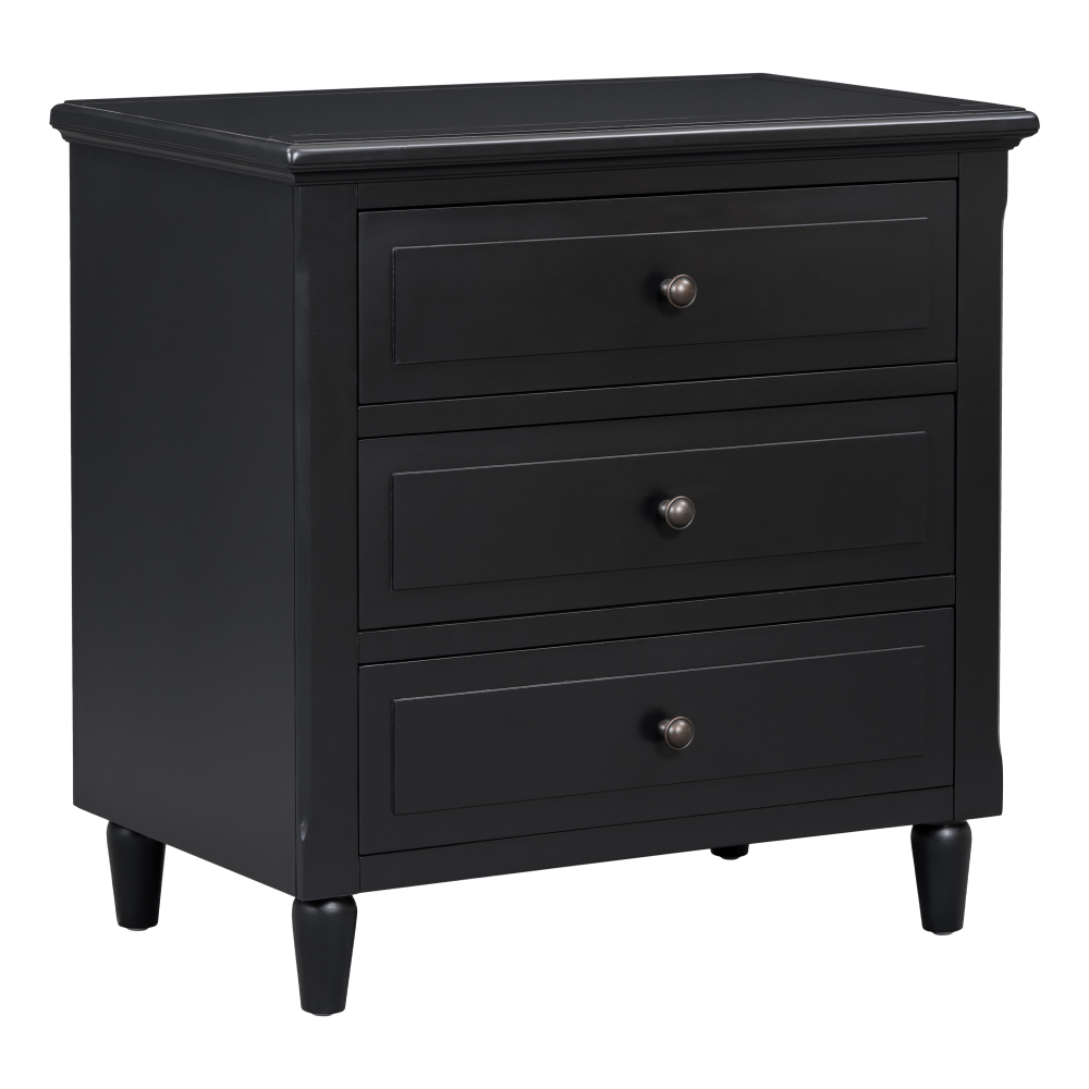 Anmytek 28 Inch Painted Nightstand with 3 Drawers Smooth Gliding Rails Metal Handle Minimalist Bedside Cabinet Rubber Legs Sofa Side Table for Bedroom Sofa Couch Office