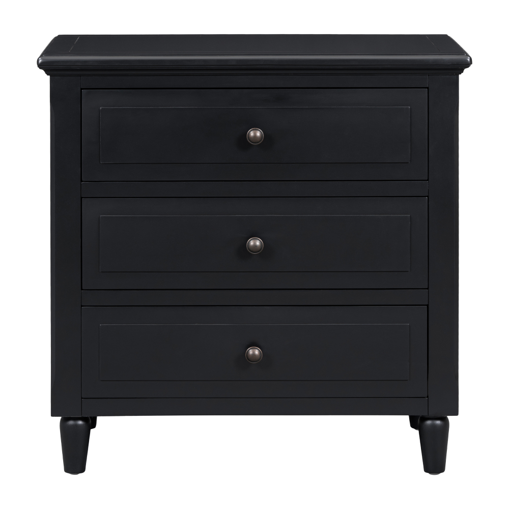 Anmytek 28 Inch Painted Nightstand with 3 Drawers Smooth Gliding Rails Metal Handle Minimalist Bedside Cabinet Rubber Legs Sofa Side Table for Bedroom Sofa Couch Office