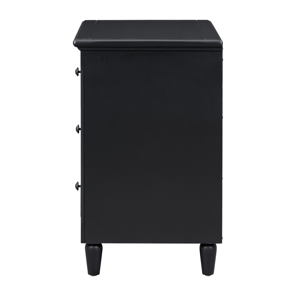 Anmytek 28 Inch Painted Nightstand with 3 Drawers Smooth Gliding Rails Metal Handle Minimalist Bedside Cabinet Rubber Legs Sofa Side Table for Bedroom Sofa Couch Office