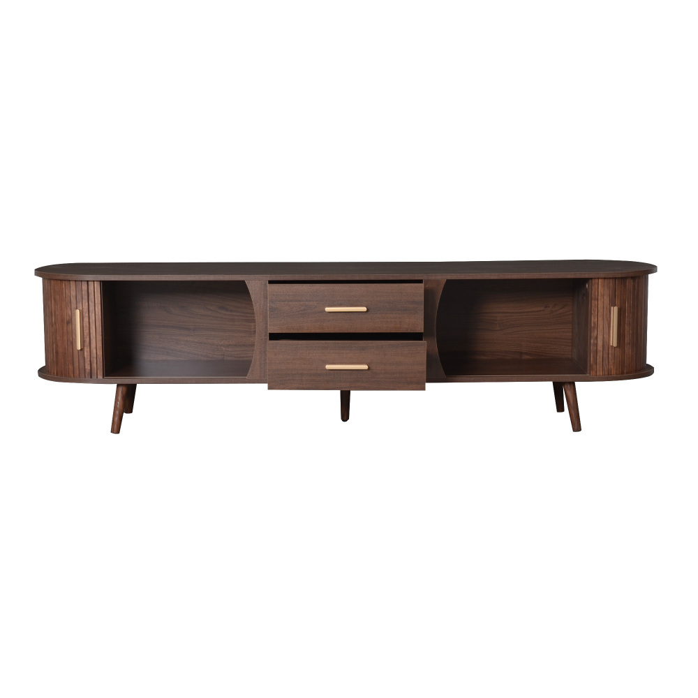 Anmytek Mid Century Modern TV Stand for 80 Inch TV Entertainment Center Media Console Table with 2 Drawers Storage for Living Room Bedroom