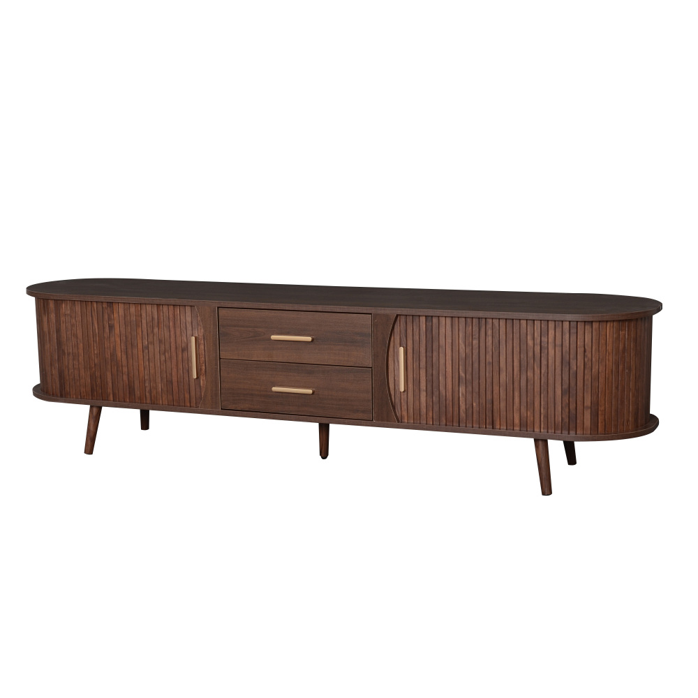 Anmytek Mid Century Modern TV Stand for 80 Inch TV Entertainment Center Media Console Table with 2 Drawers Storage for Living Room Bedroom