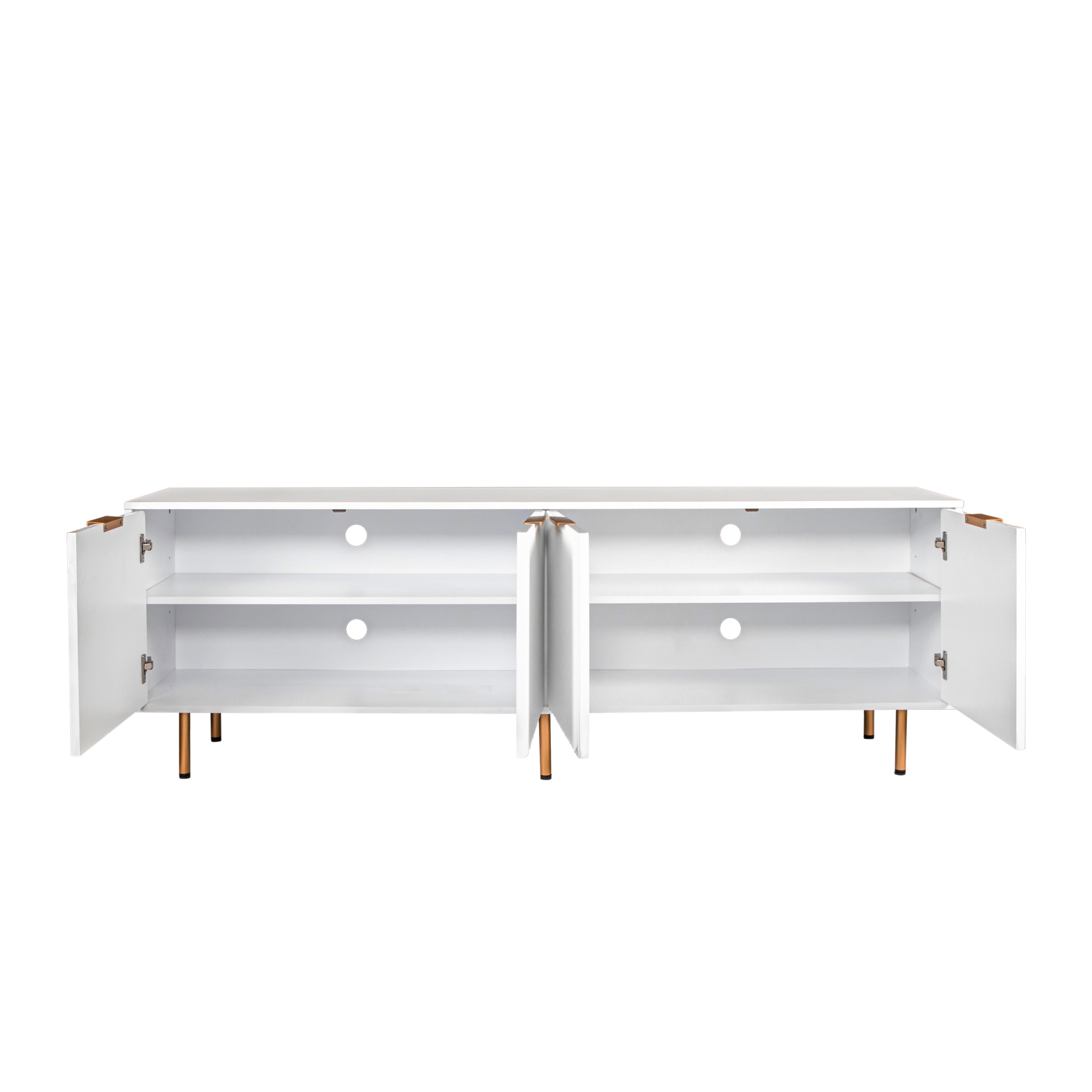 Anmytek Modern Warm White TV Stand for 80 Inch TV for Living Room Bedroom