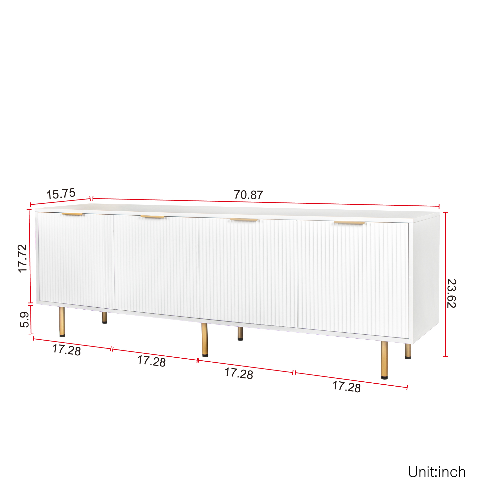 Anmytek Modern Warm White TV Stand for 80 Inch TV for Living Room Bedroom