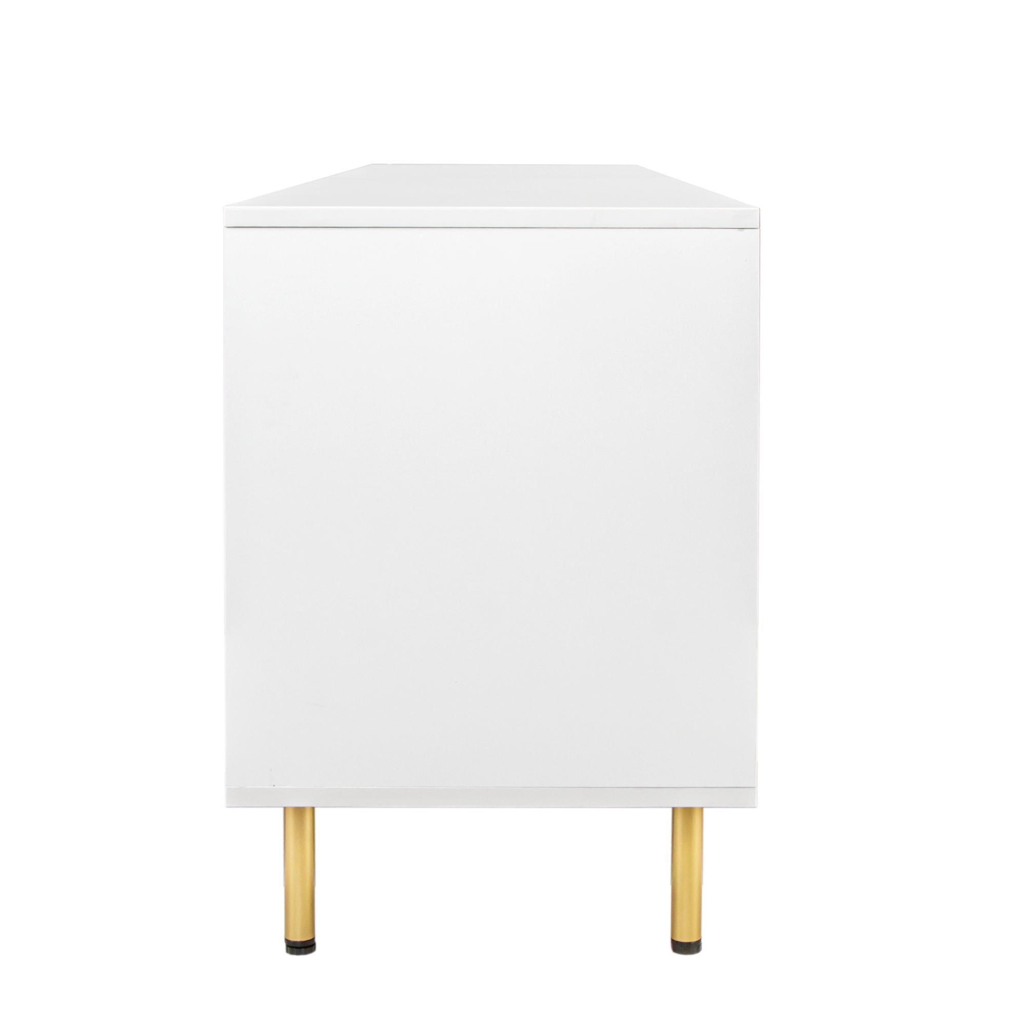 Anmytek Modern Warm White TV Stand for 80 Inch TV for Living Room Bedroom