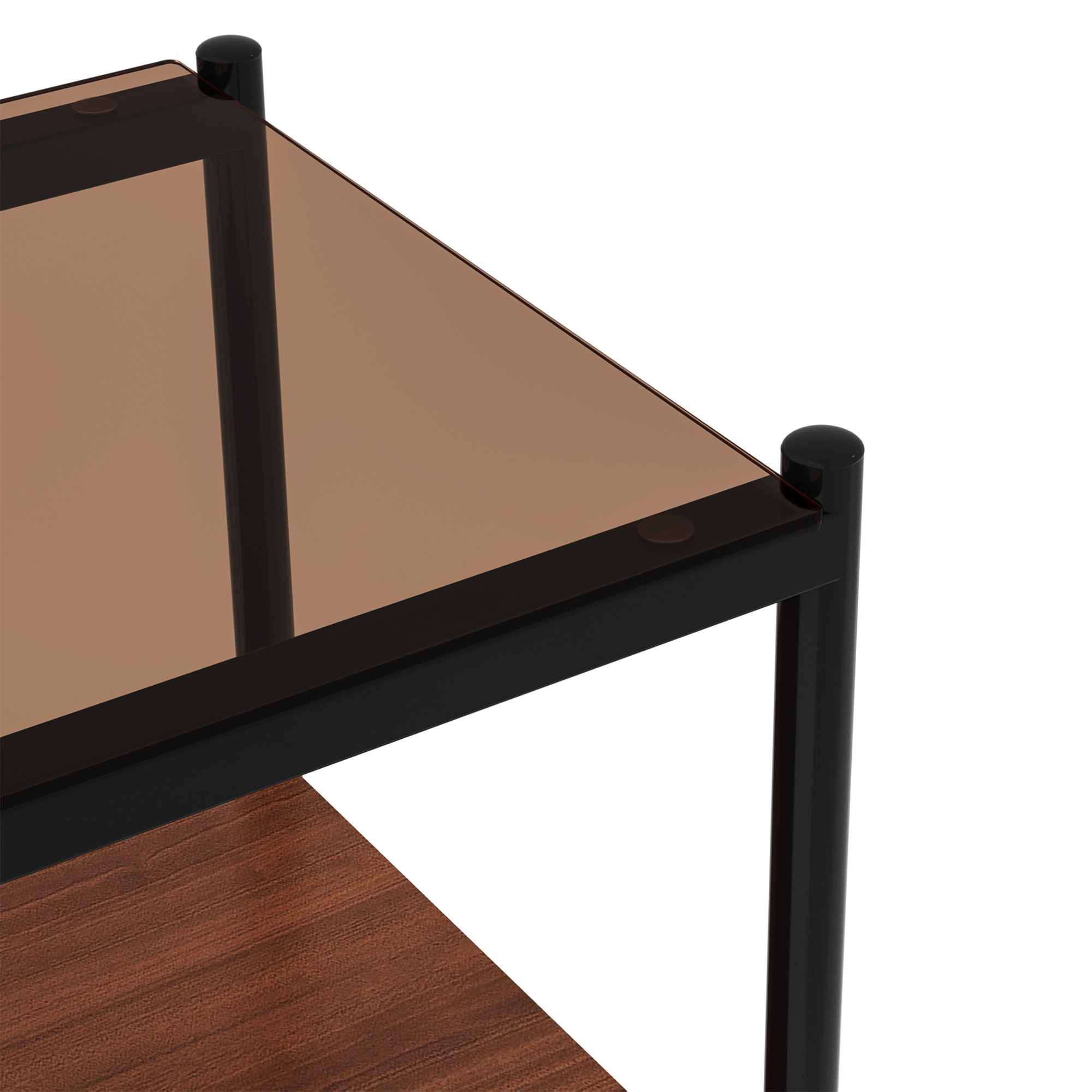 Anmytek Set of 2 Modern Rectangle End Tables Tempered Brown Glass Tabletop with MDF Layer for Living Room