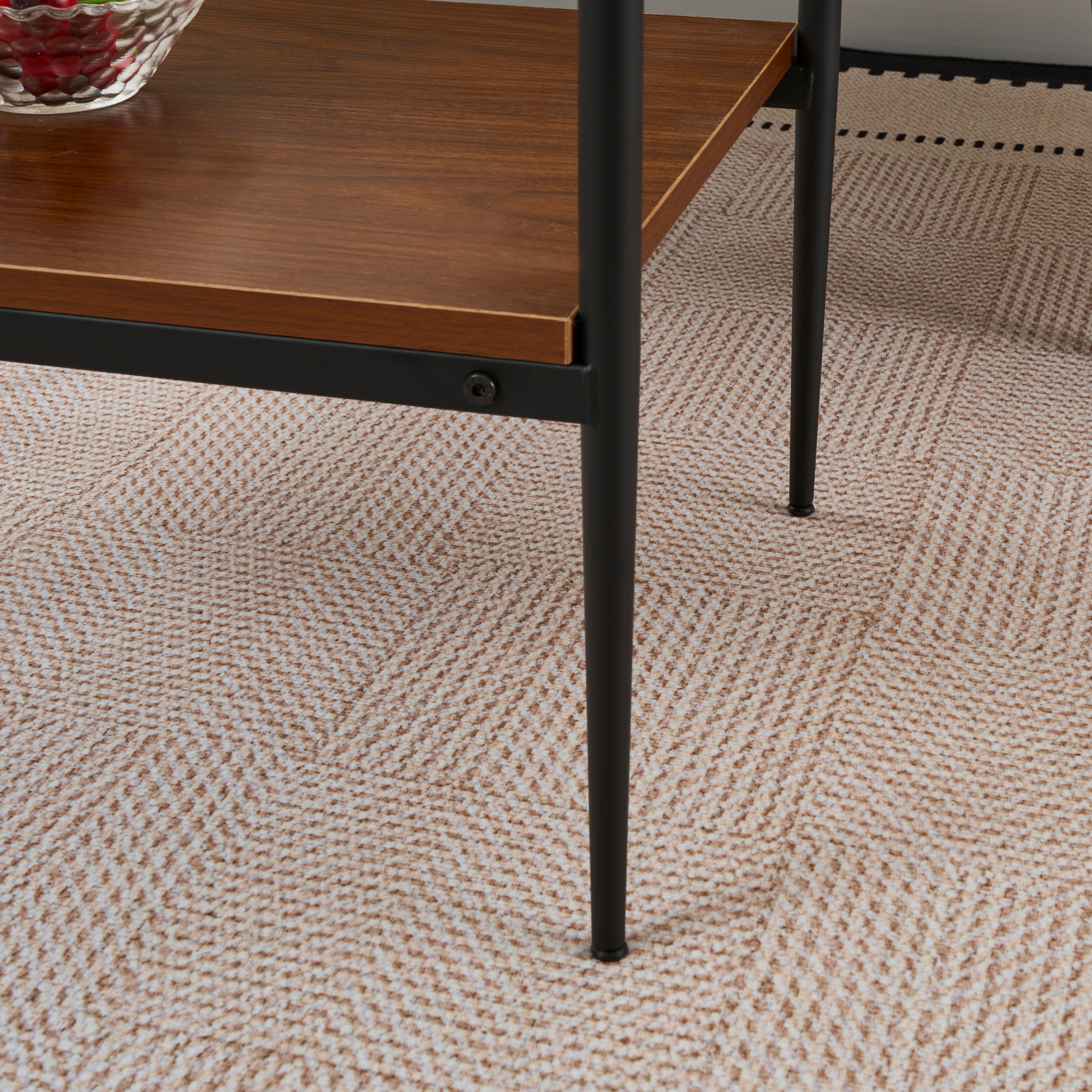 Anmytek Set of 2 Modern Rectangle End Tables Tempered Brown Glass Tabletop with MDF Layer for Living Room