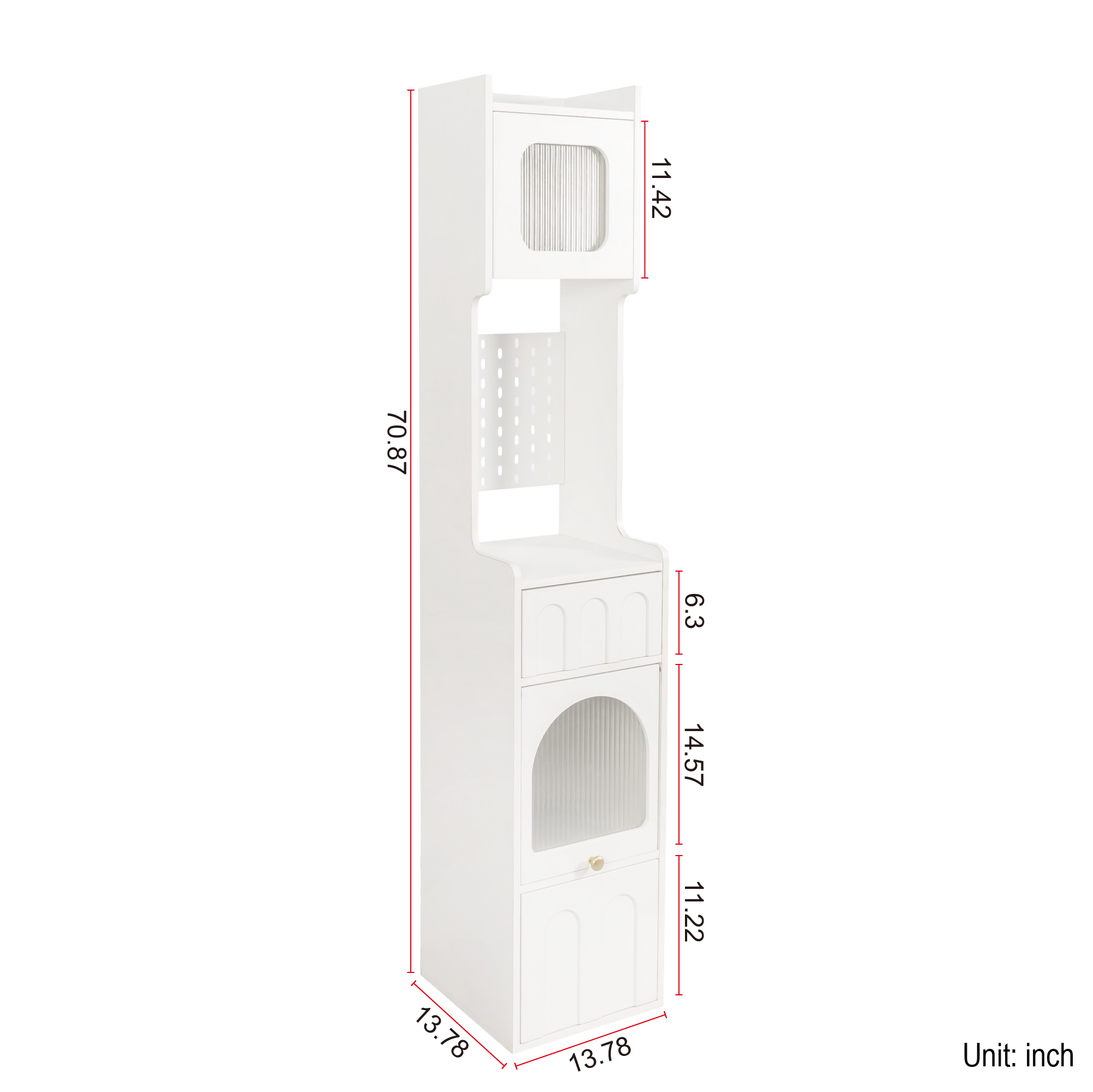 Anmytek 70.87in Tall Bathroom Storage Cabinet 1 Door 2 Drawers Narrow Floor Storage Unit for Bathroom Living Room Entryway Kitchen