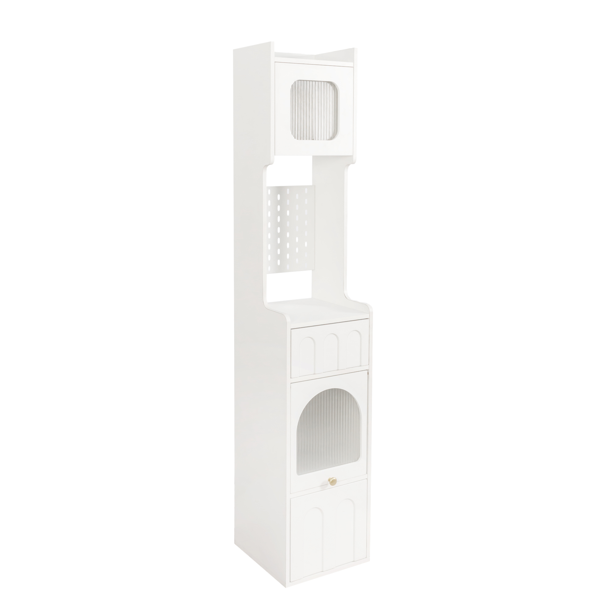 Anmytek 70.87in Tall Bathroom Storage Cabinet 1 Door 2 Drawers Narrow Floor Storage Unit for Bathroom Living Room Entryway Kitchen