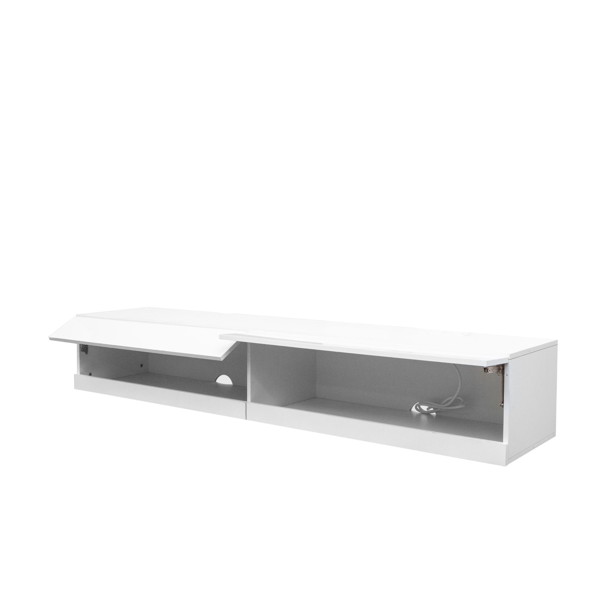 Anmytek 80in Wall Mounted Floating TV Stand 20 Color LED Lights Charging Station Media Entertainment Center