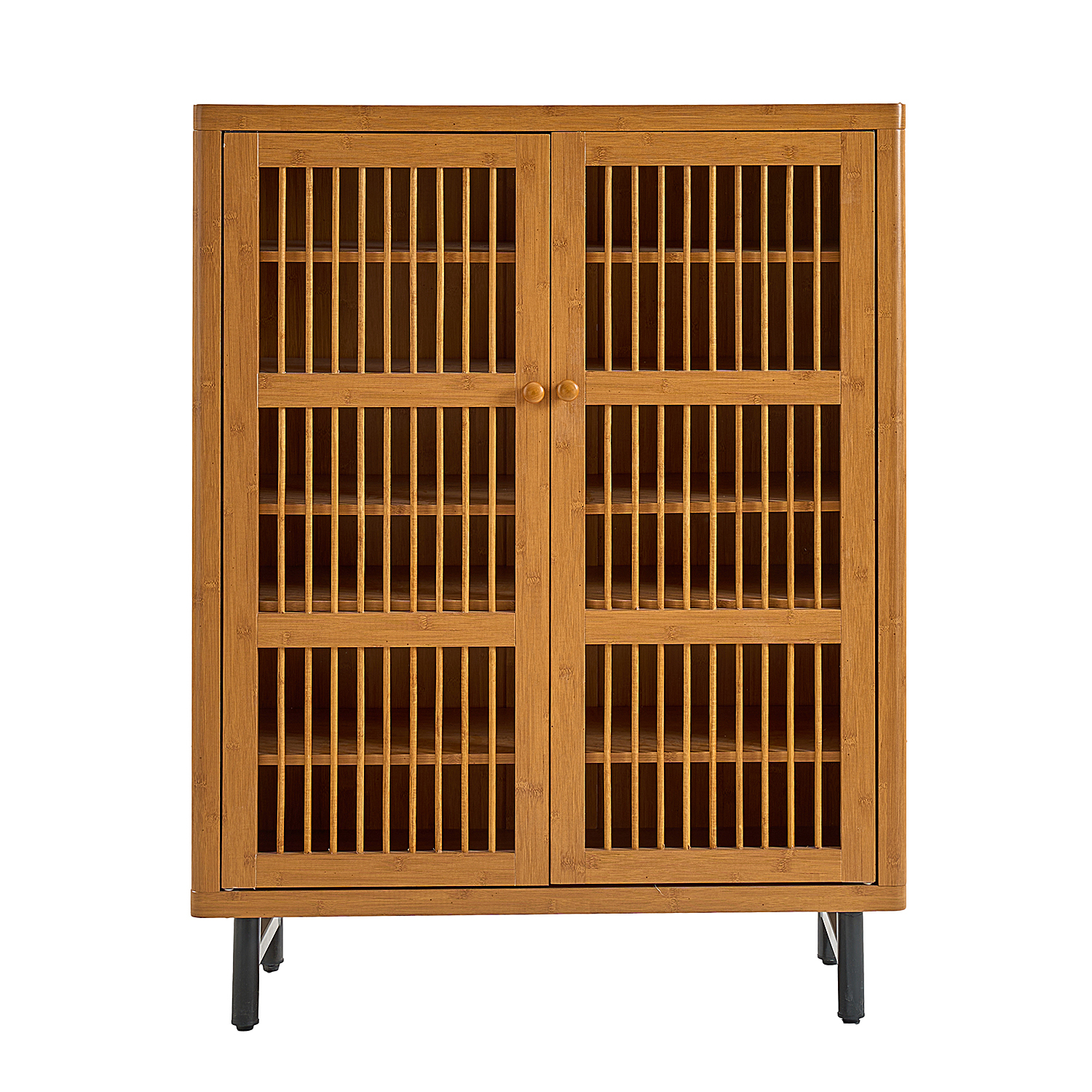 Anmytek 6 Tier Shoe Cabinet with Shutter Doors Modern Wooden Shoe Rack Organizer with Adjustable Shelves for Entryway Hallway Closet Living Room Walnut