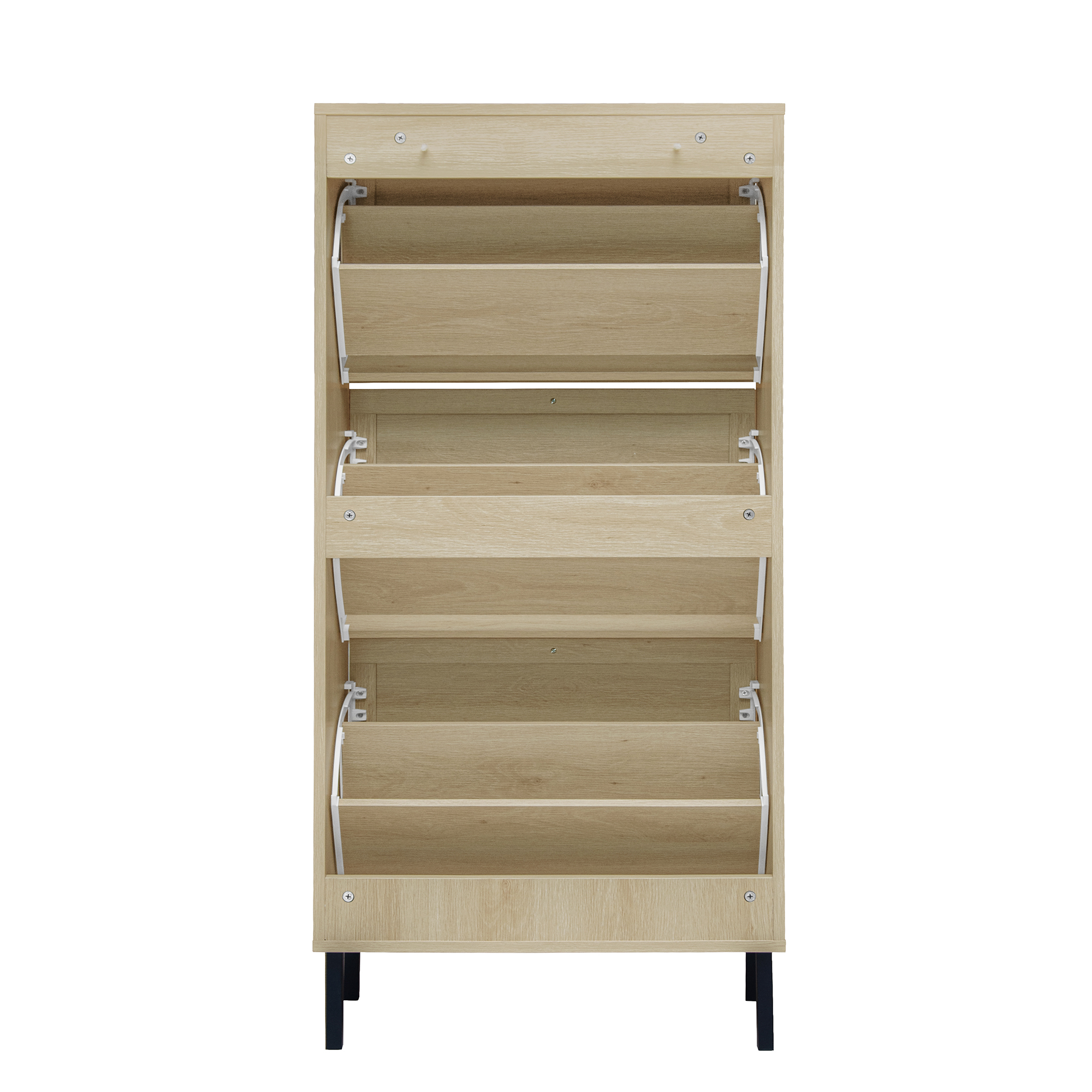 Anmytek Rattan 3 Door Freestanding Shoe Storage Cabinet Modern Shoe Rack Organizer for Entryway