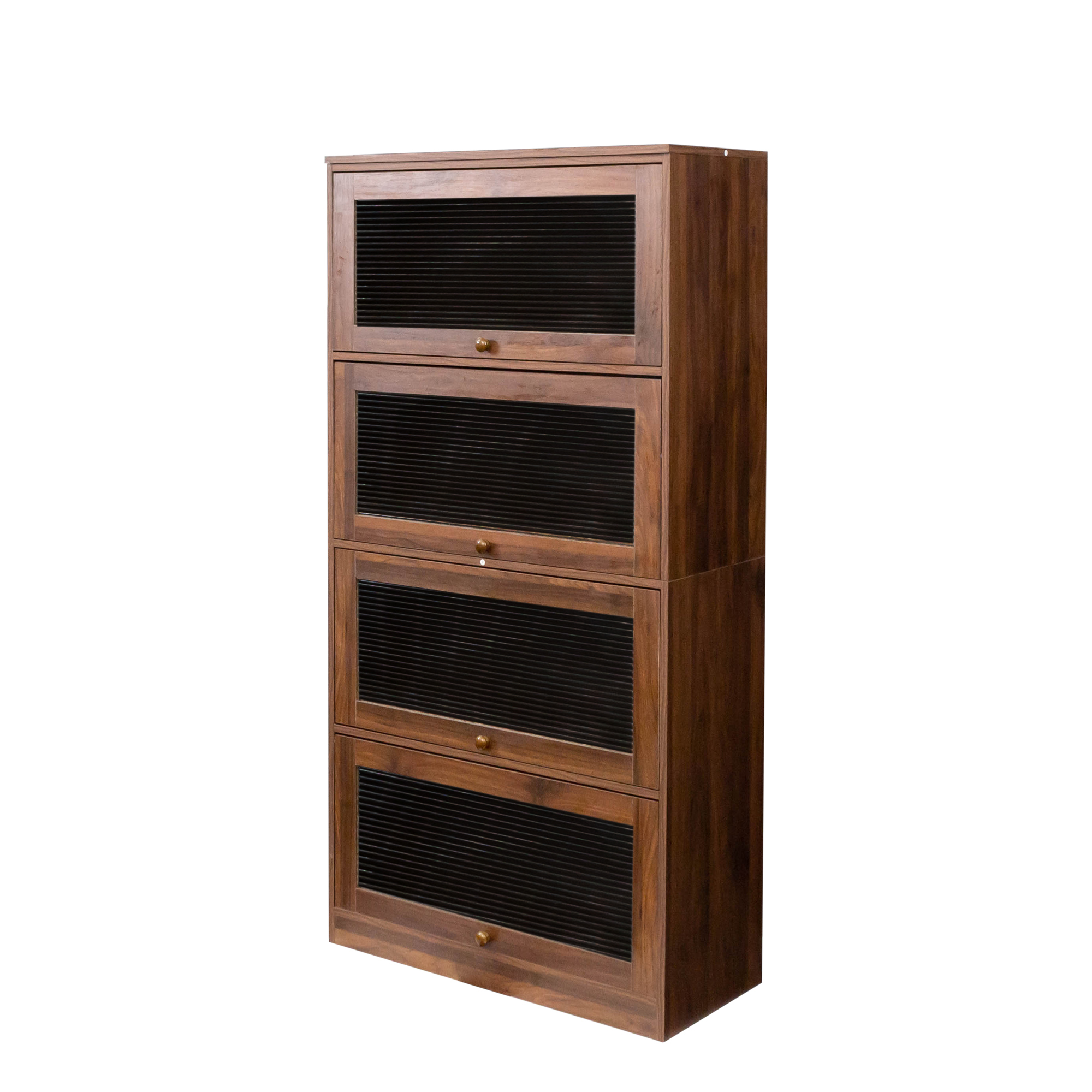 Anmytek Contemporary Dustproof Bookcase Closed Back Glass Door Freestanding Storage Cabinet Against Wall for Home Office