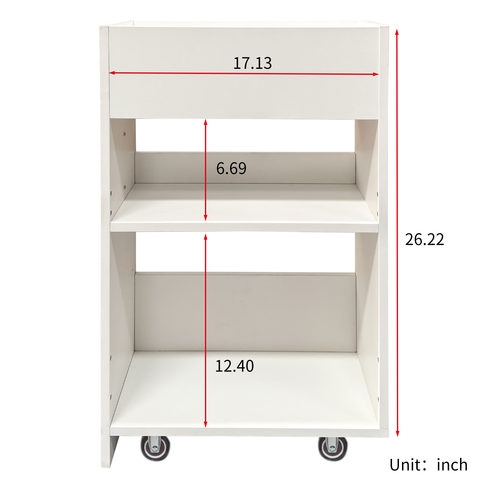 Anmytek 3 Tier Wooden Floor Standing Bookcase Pull Out Mobile File Cabinet With Wheels Slide Out Drawer Dustproof Storage Cabinet With Door for Office Bedroom Living Room