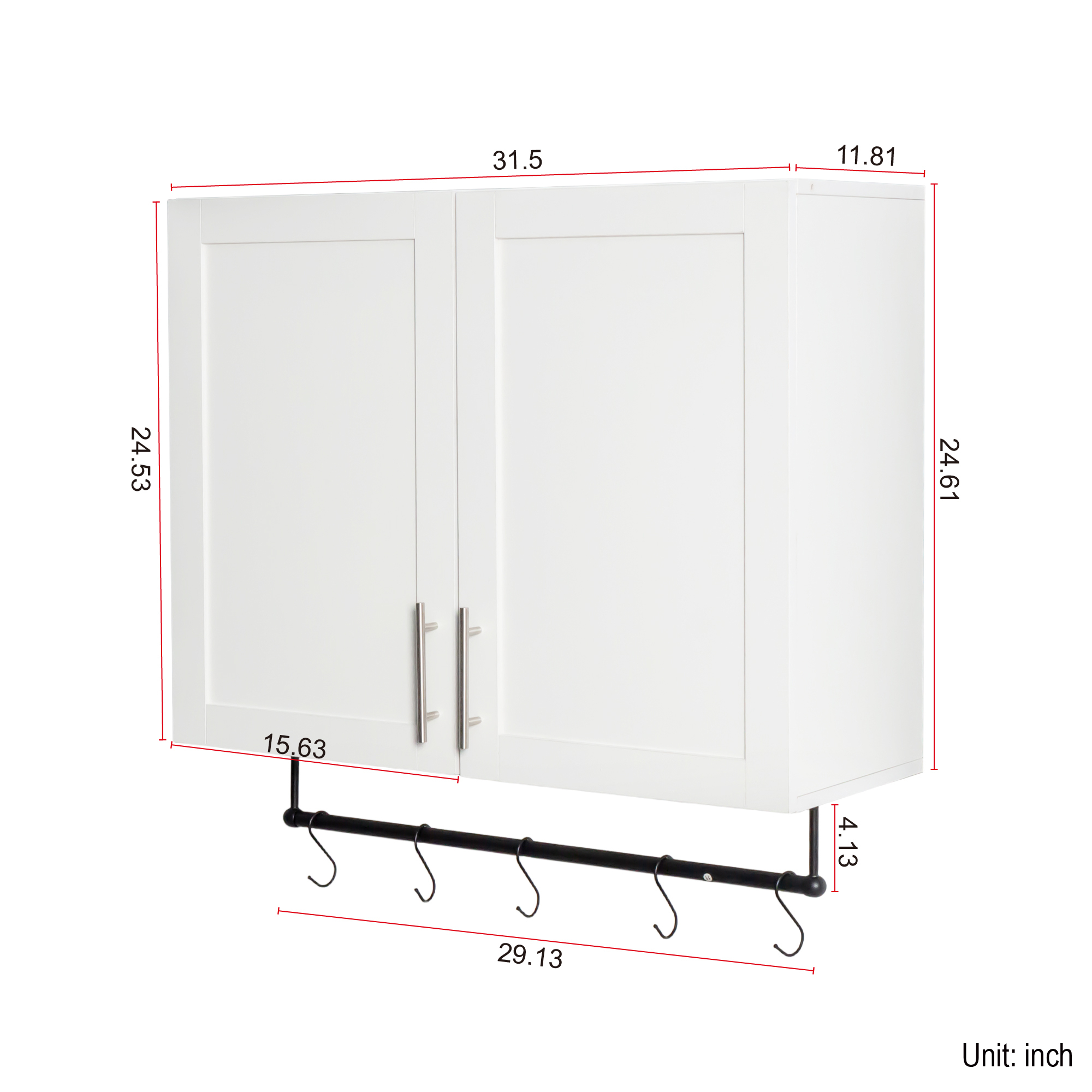 Anmytek Bathroom Wall Cabinet Over The Toilet Storage Cabinet With Adjustable Shelf Towel Bar And 5 Hooks White For Bathroom Kitchen