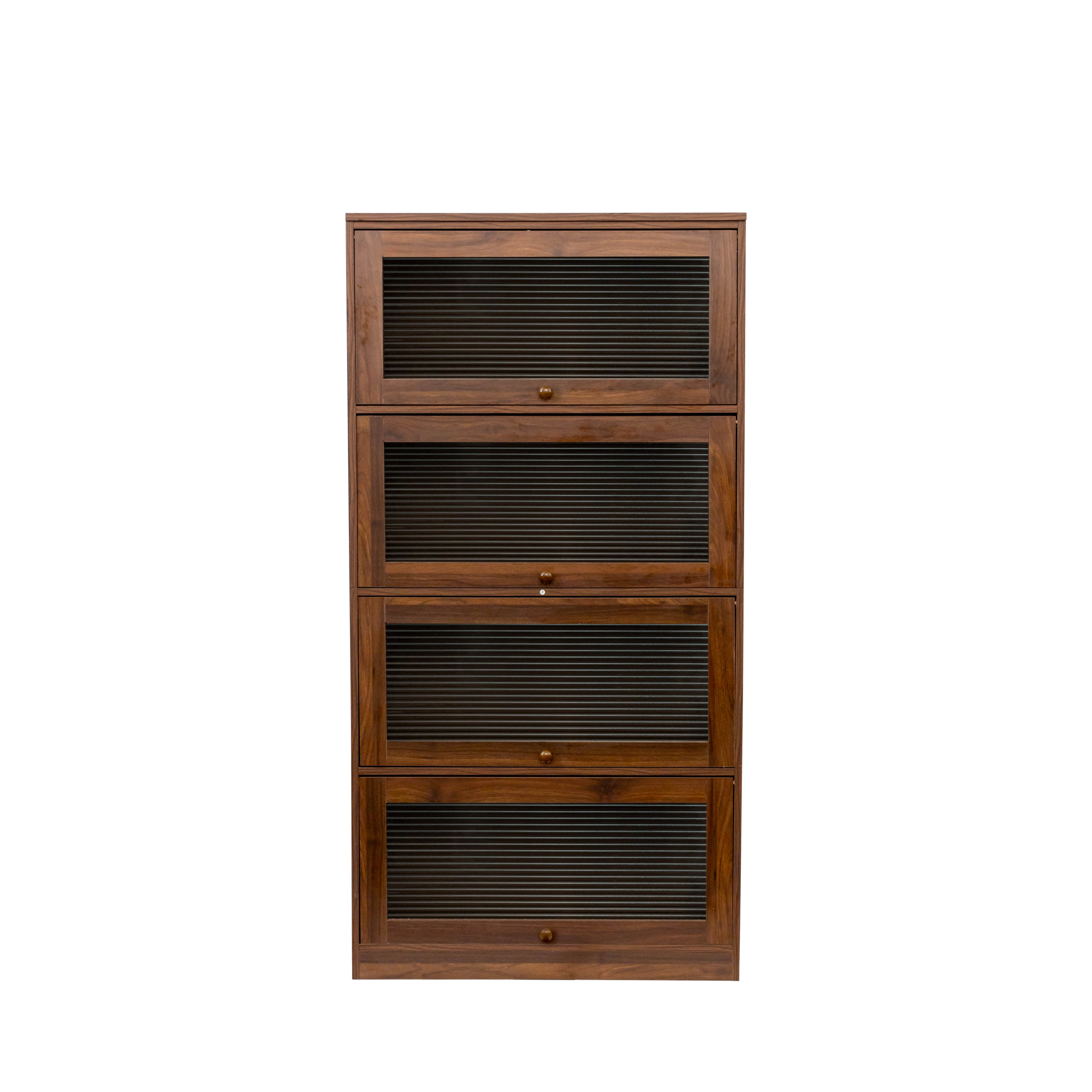 Anmytek Contemporary Dustproof Bookcase Closed Back Glass Door Freestanding Storage Cabinet Against Wall for Home Office