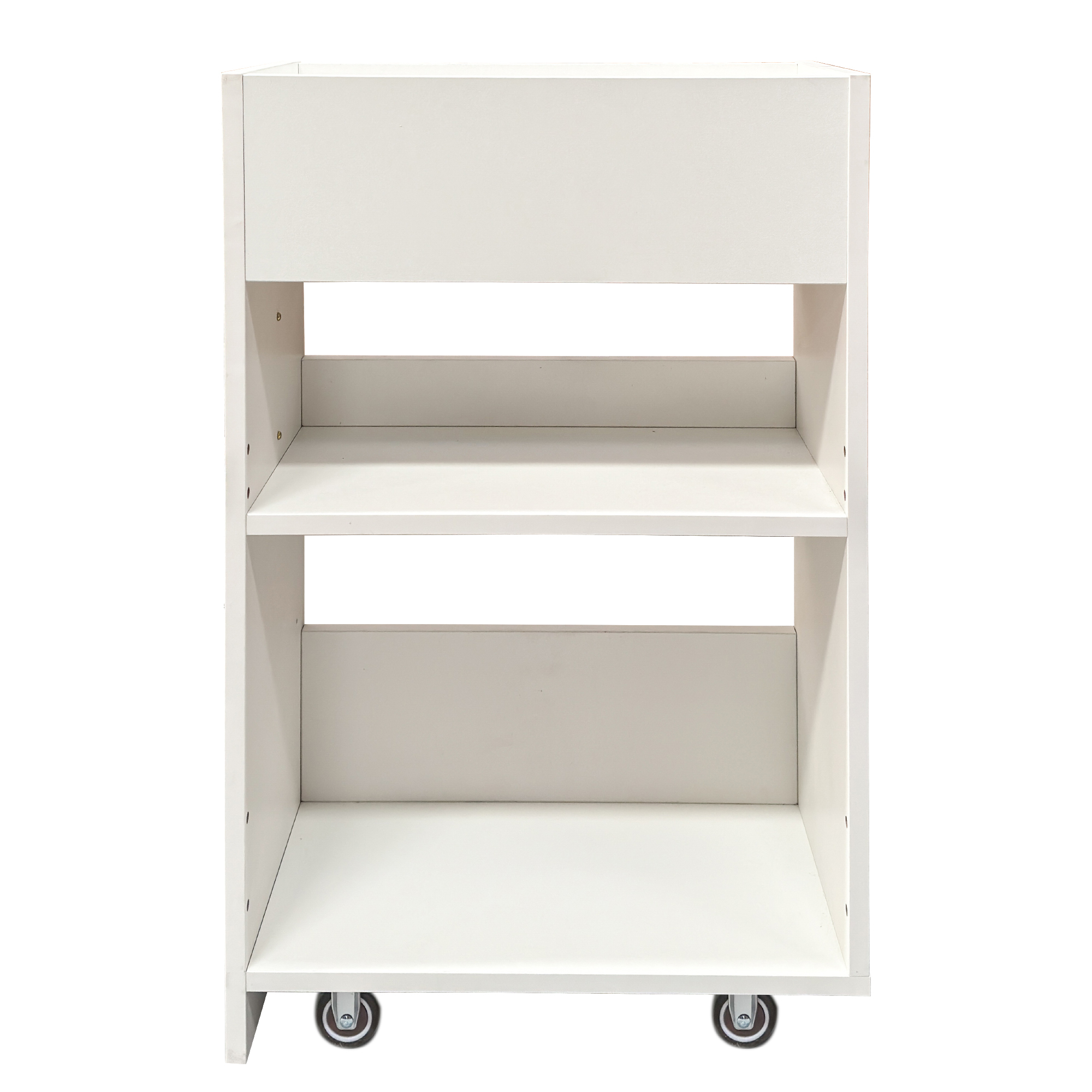 Anmytek 3 Tier Wooden Floor Standing Bookcase Pull Out Mobile File Cabinet With Wheels Slide Out Drawer Dustproof Storage Cabinet With Door for Office Bedroom Living Room