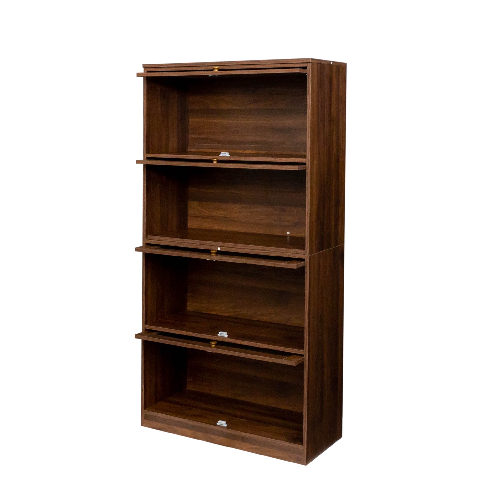 Anmytek Contemporary Dustproof Bookcase Closed Back Glass Door Freestanding Storage Cabinet Against Wall for Home Office