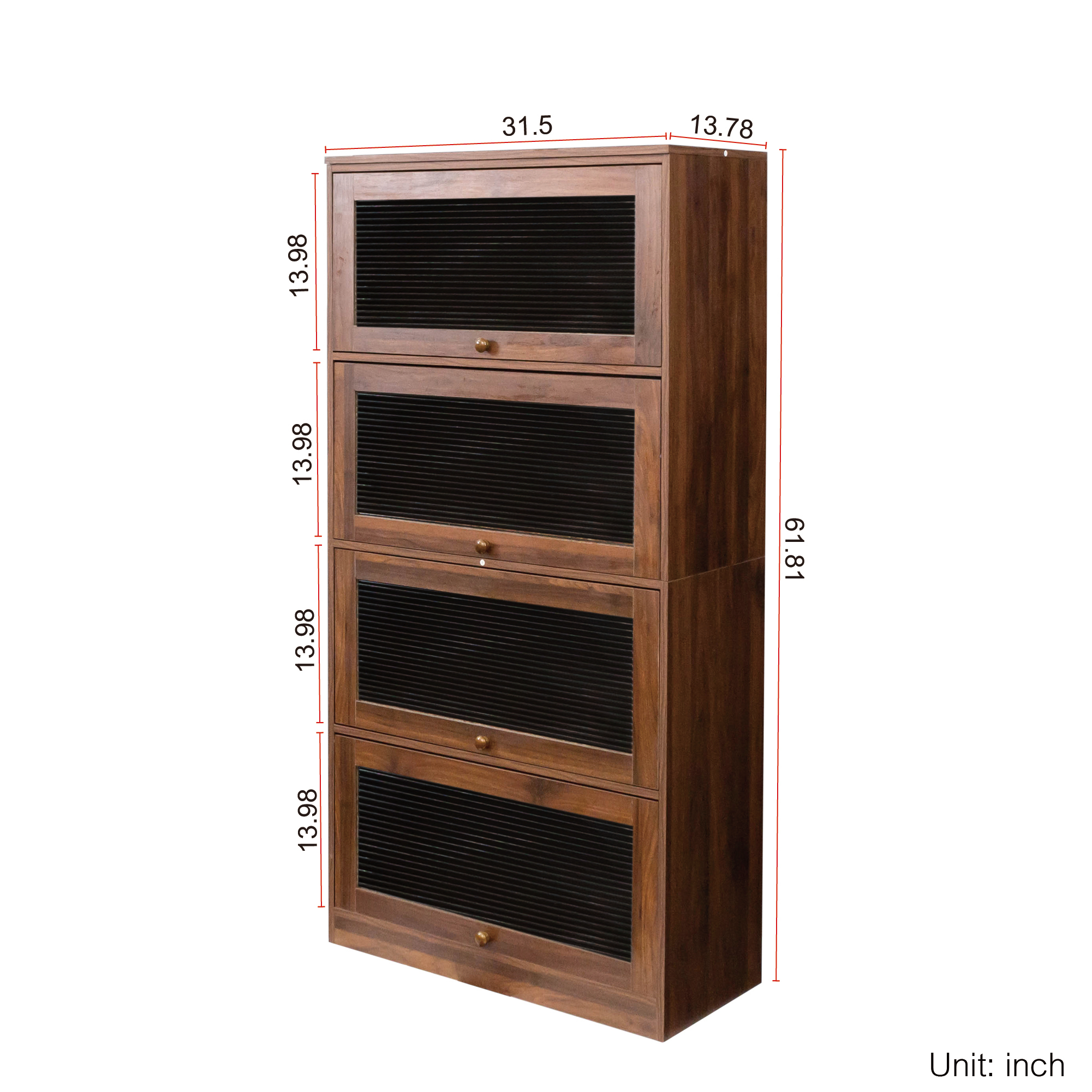 Anmytek Contemporary Dustproof Bookcase Closed Back Glass Door Freestanding Storage Cabinet Against Wall for Home Office