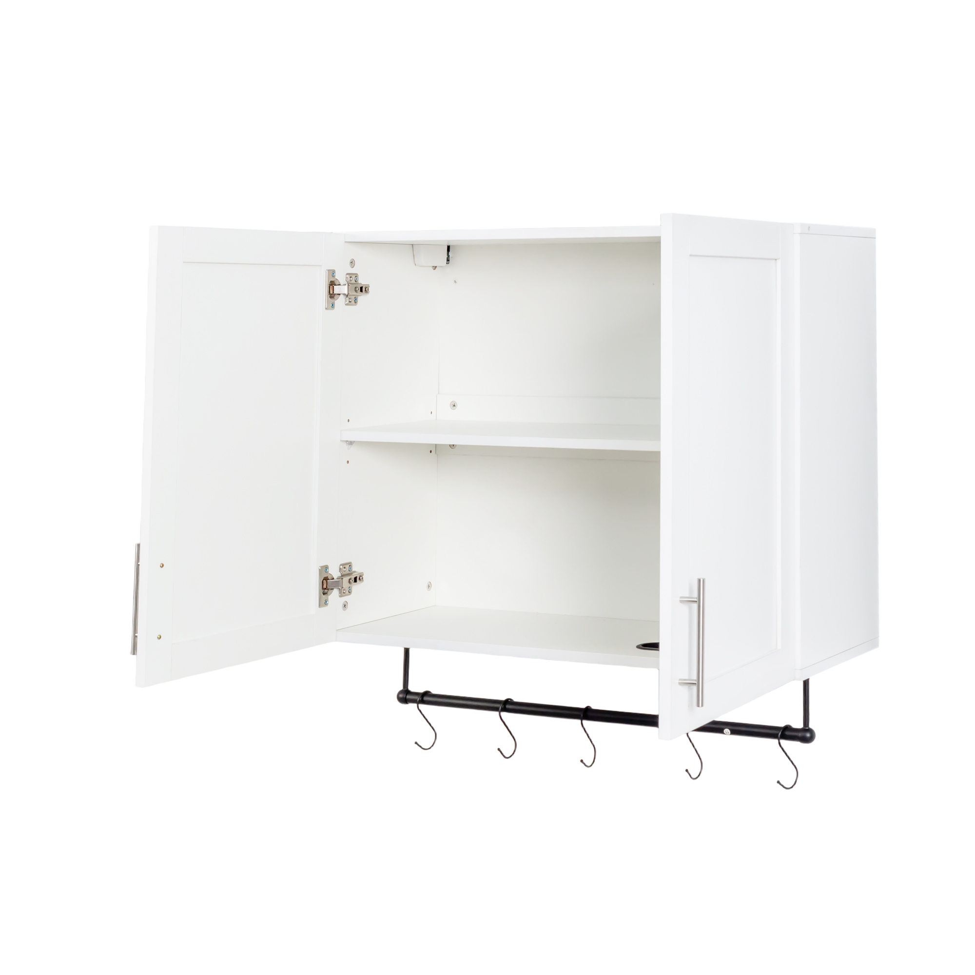 Anmytek Bathroom Wall Cabinet Over The Toilet Storage Cabinet With Adjustable Shelf Towel Bar And 5 Hooks White For Bathroom Kitchen