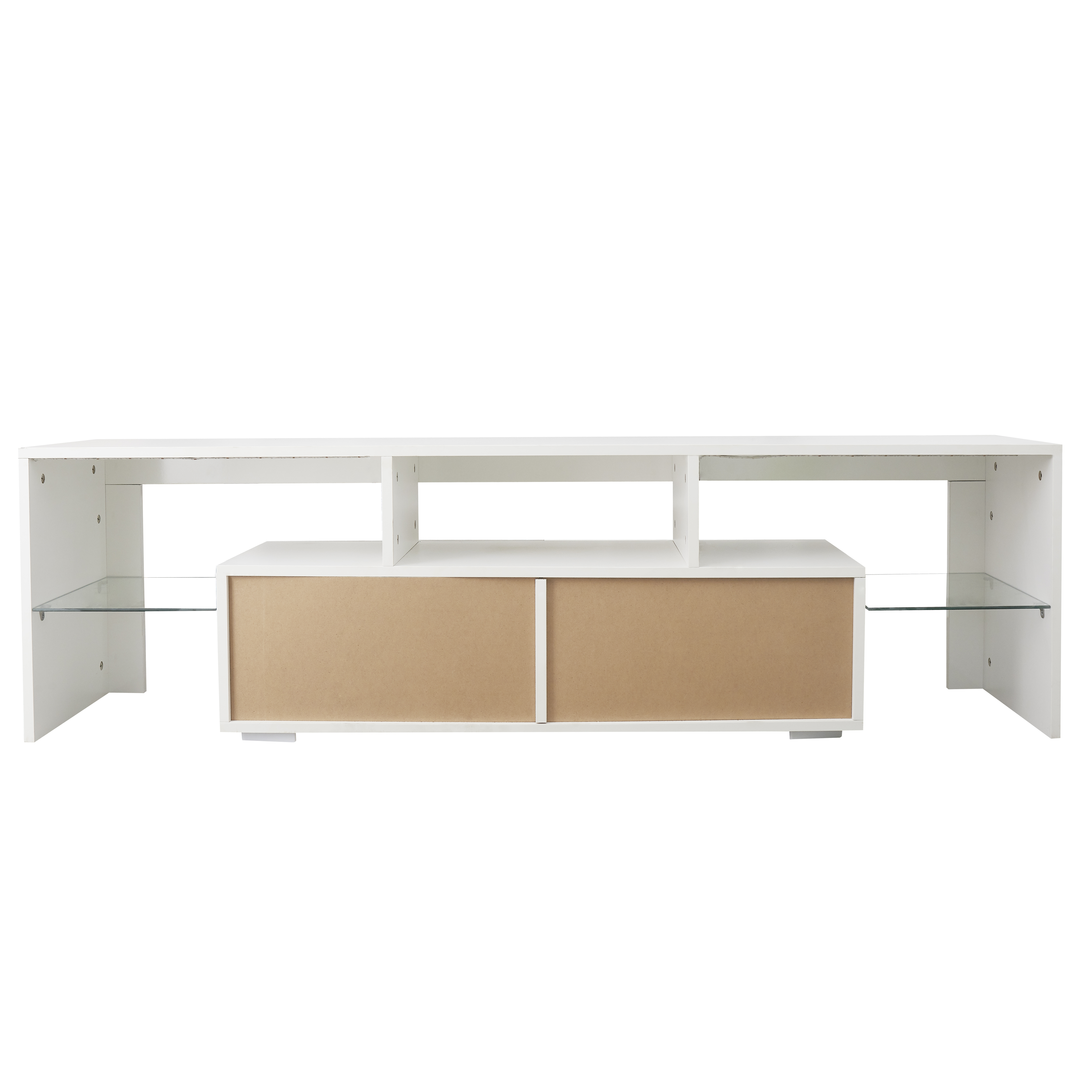 Anmytek Modern White TV Stand Entertainment Center 20 Colors LED Lights With Remote Control For Living Room