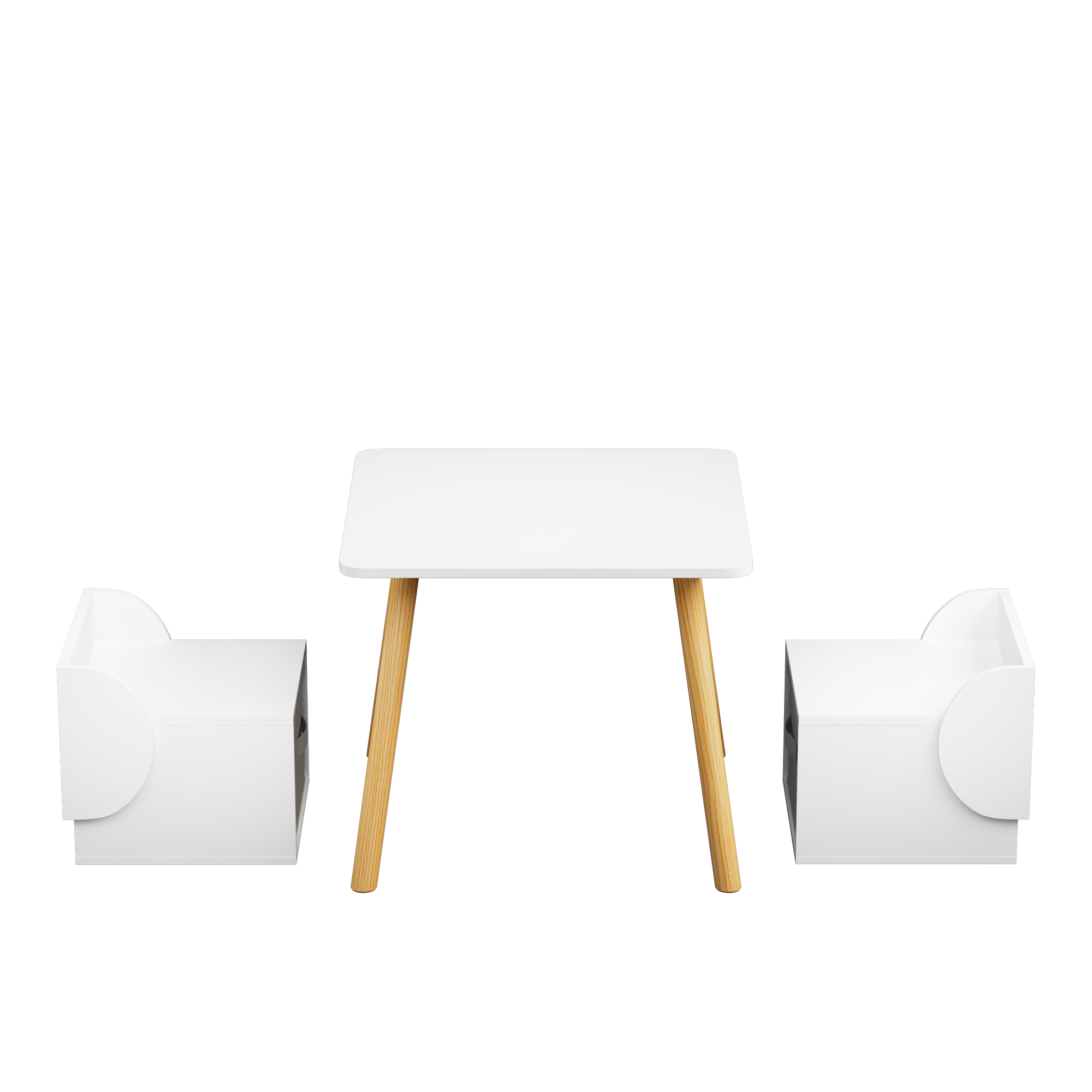 Anmytek Kids Table and 2 Chair Set 3 Piece Toddler Activity Play Table with Storage Bins Wooden Children Furniture for Playroom Bedroom White and Natural