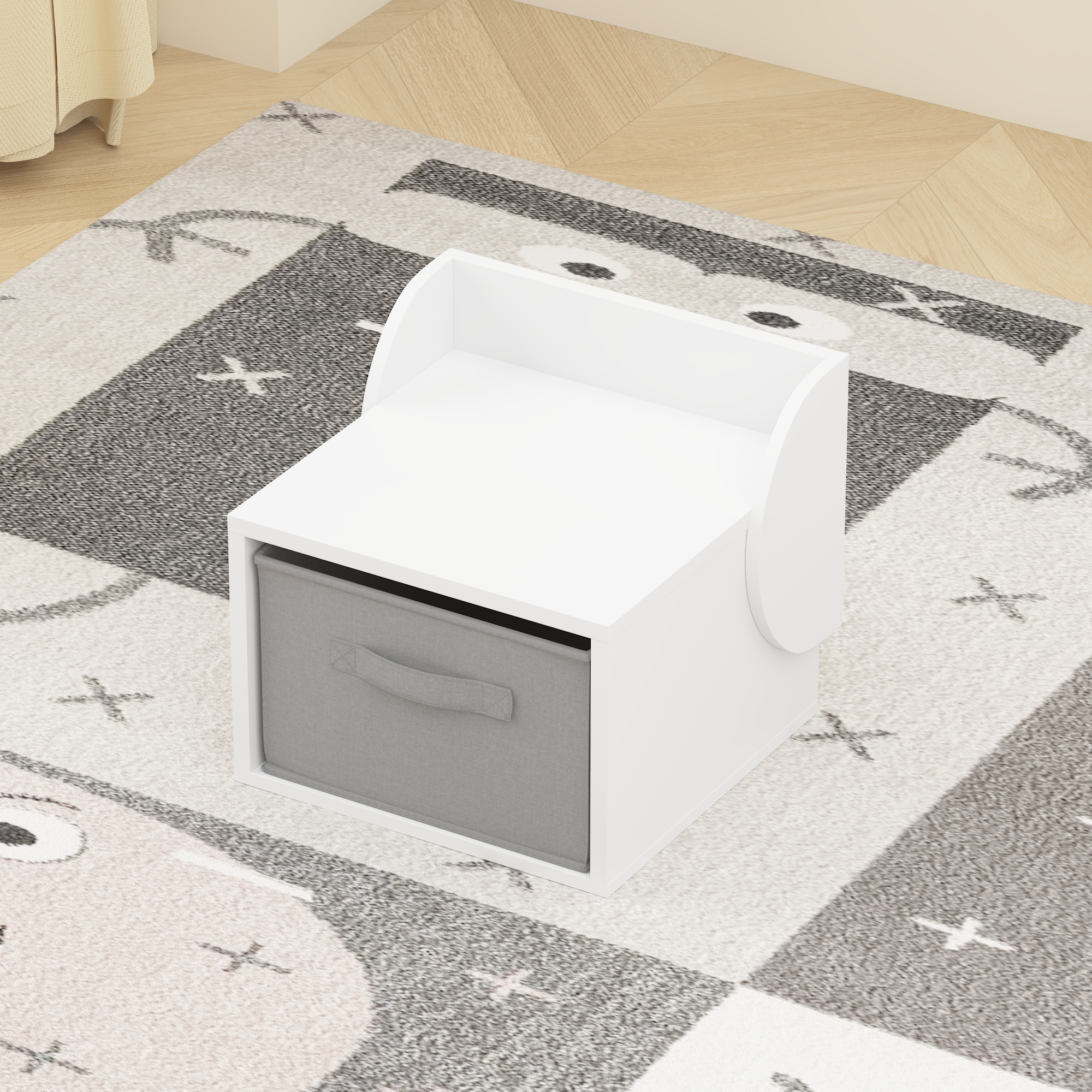 Anmytek Kids Table and 2 Chair Set 3 Piece Toddler Activity Play Table with Storage Bins Wooden Children Furniture for Playroom Bedroom White and Natural