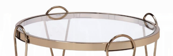 Anmytek Mirrored Champagne Finish End Table Decorative Side Accent Table for Bedroom Living Room