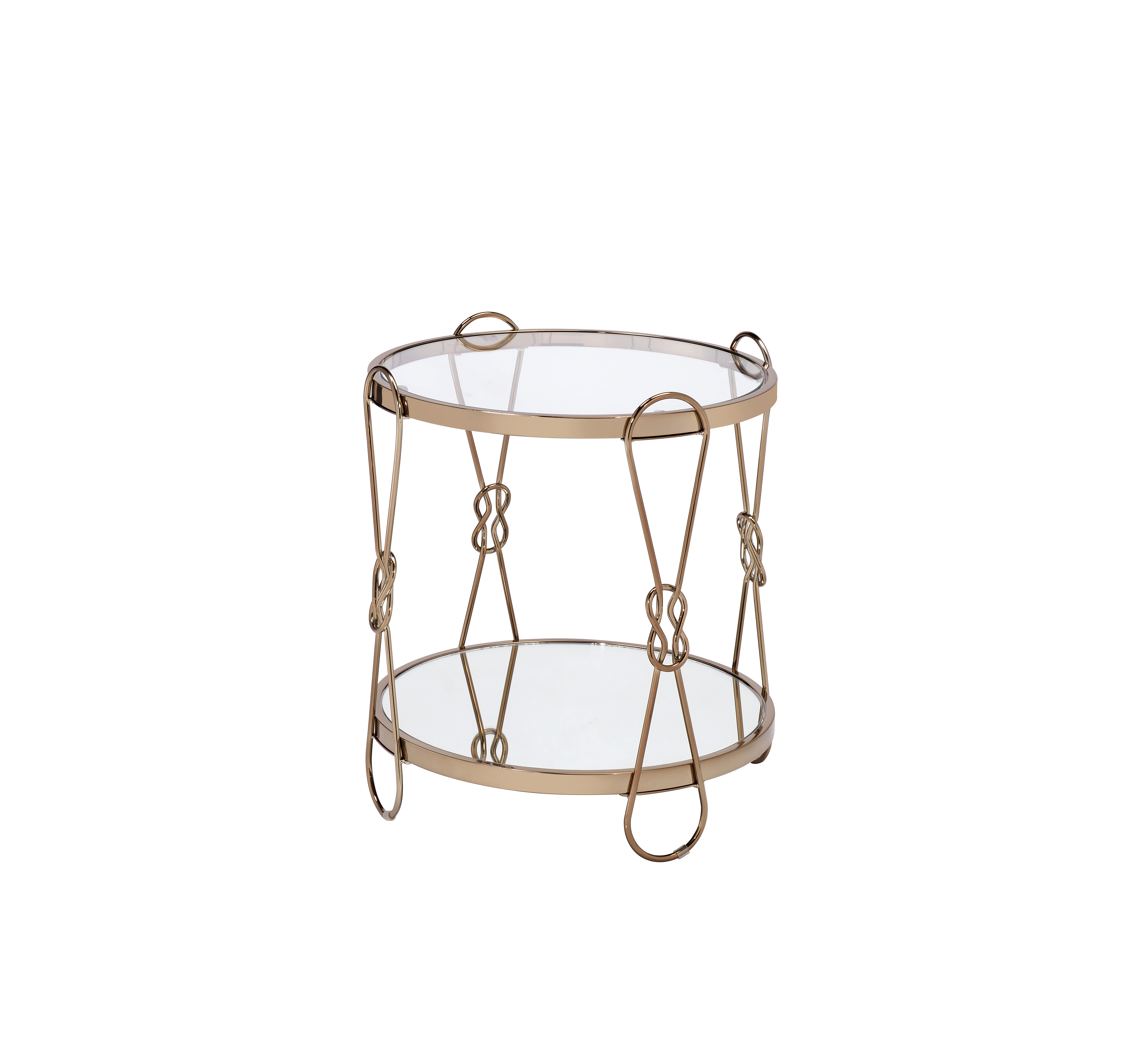 Anmytek Mirrored Champagne Finish End Table Decorative Side Accent Table for Bedroom Living Room