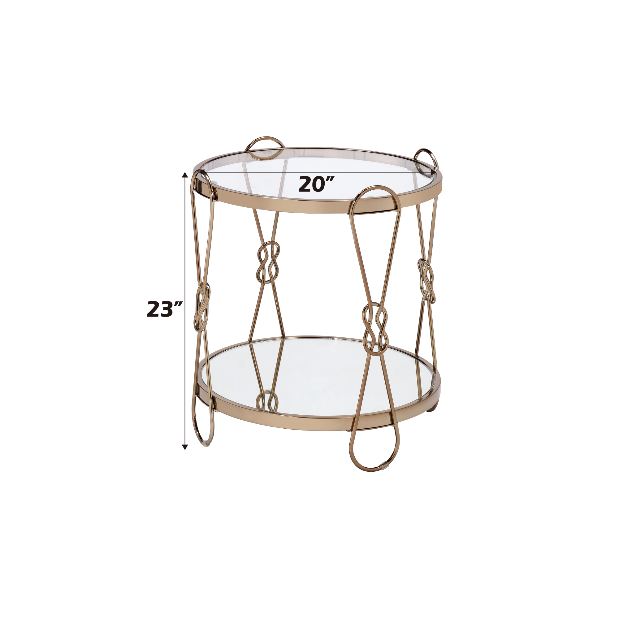 Anmytek Mirrored Champagne Finish End Table Decorative Side Accent Table for Bedroom Living Room