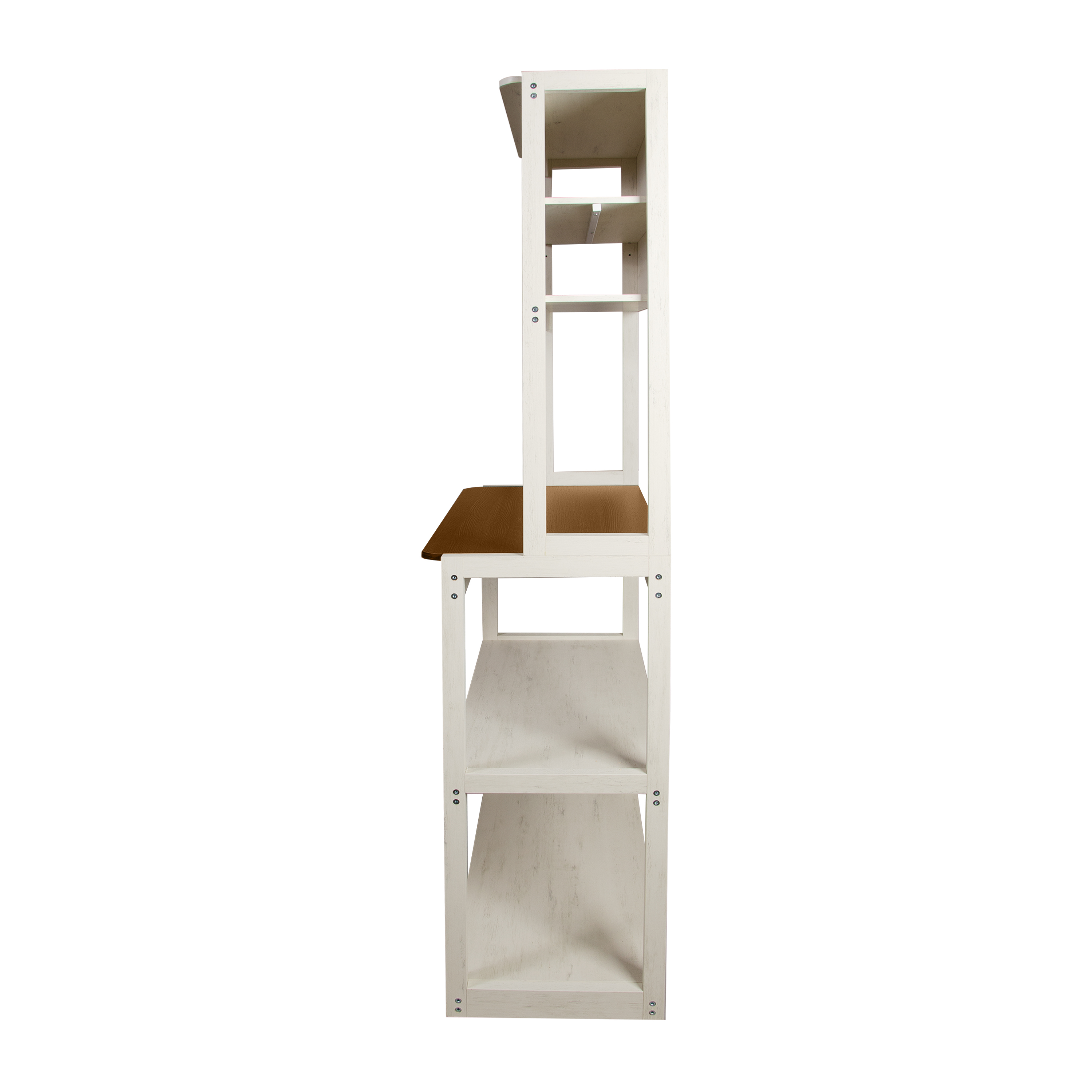 Anmytek 5 Tier Bakers Rack White and Rustic Brown Kitchen Storage Organizer Coffee Bar Microwave Stand