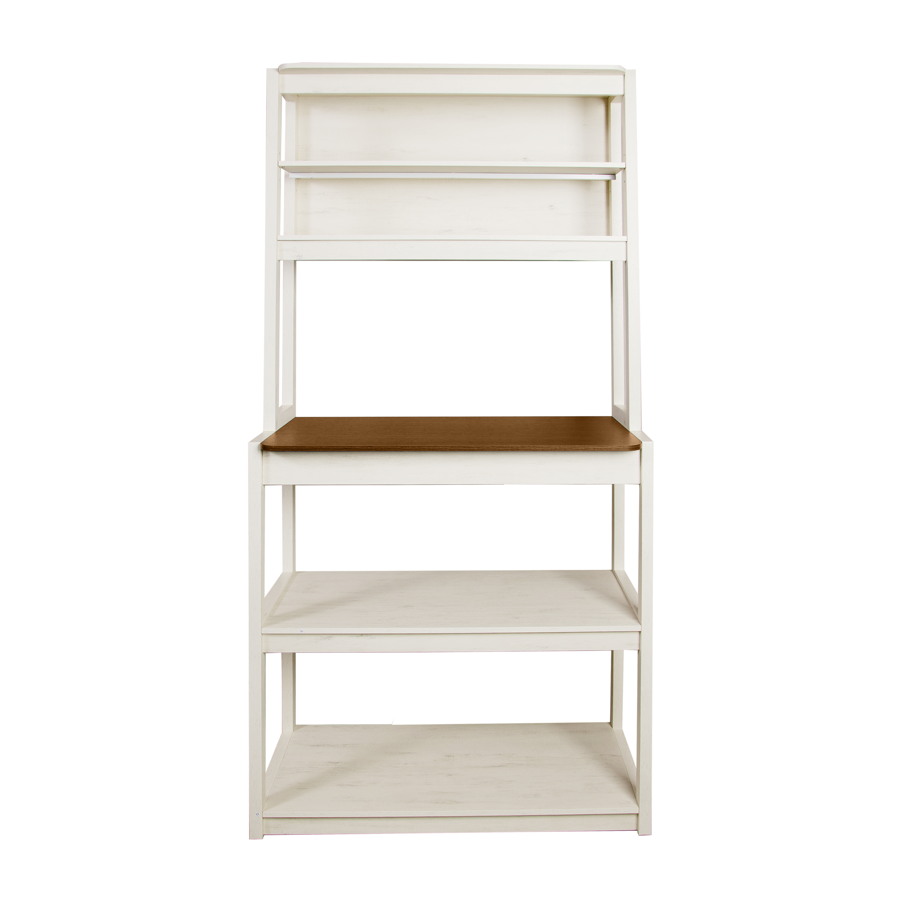Anmytek 5 Tier Bakers Rack White and Rustic Brown Kitchen Storage Organizer Coffee Bar Microwave Stand