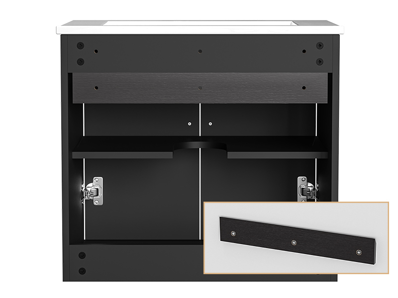 Anmytek 24 Inch Wall Mounted Bathroom Vanity with Ceramic Sink Combo, Modern Floating Bathroom Storage Cabinet with 2 Doors & Soft Close Hinges, Space Saving Small Bath Vanity Set, Black