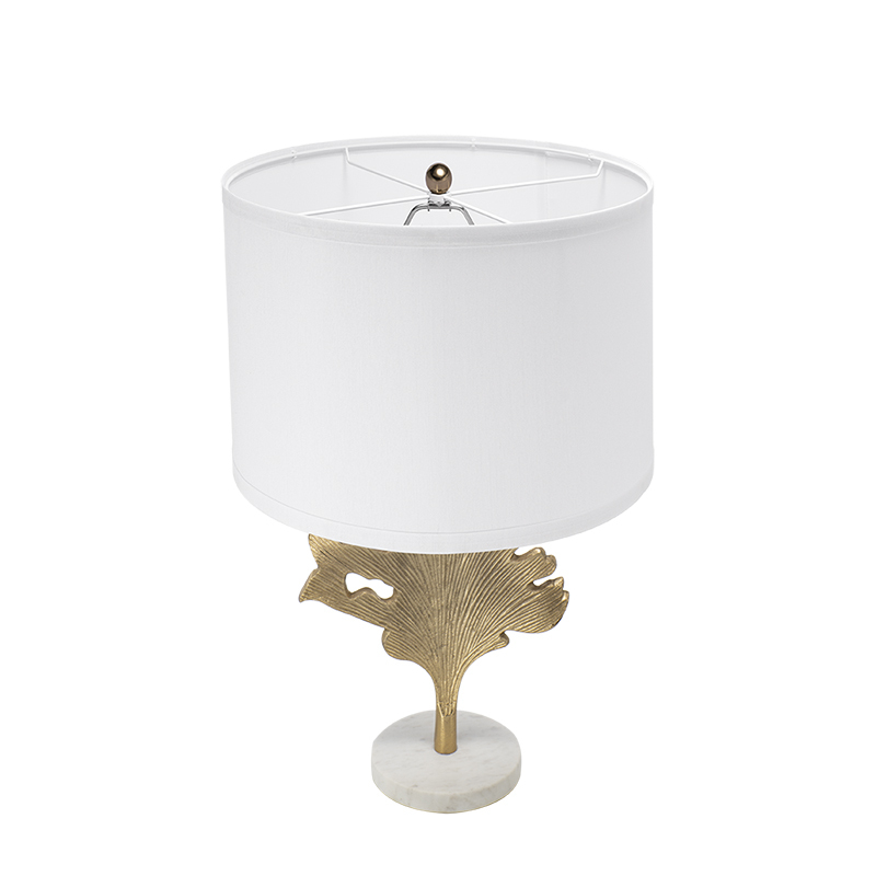 Anmytek Gold And White Table Lamp Leaf Design D13x22.2 Inch Decorative Table Lamp For Living Room Bedroom End Table