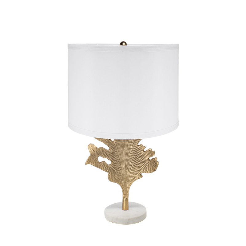 Anmytek Gold And White Table Lamp Leaf Design D13x22.2 Inch Decorative Table Lamp For Living Room Bedroom End Table