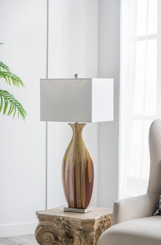 Anmytek Ceramic Table Lamp 16x10.5x36 Inch Decorative Lamp For Living Room Bedroom Entryway Side Table