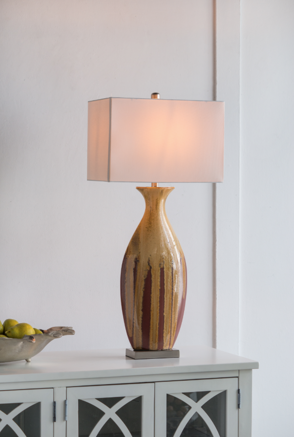 Anmytek Ceramic Table Lamp 16x10.5x36 Inch Decorative Lamp For Living Room Bedroom Entryway Side Table