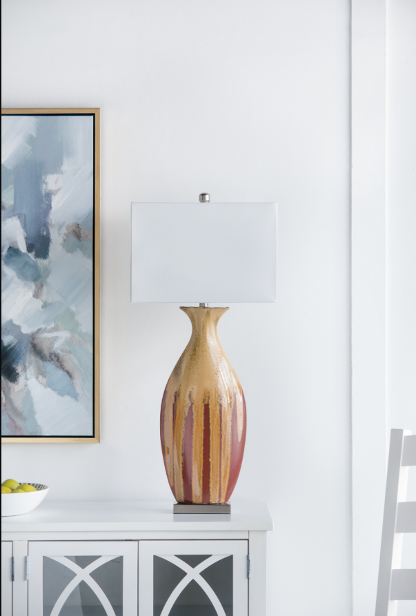 Anmytek Ceramic Table Lamp 16x10.5x36 Inch Decorative Lamp For Living Room Bedroom Entryway Side Table