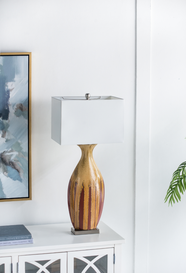 Anmytek Ceramic Table Lamp 16x10.5x36 Inch Decorative Lamp For Living Room Bedroom Entryway Side Table