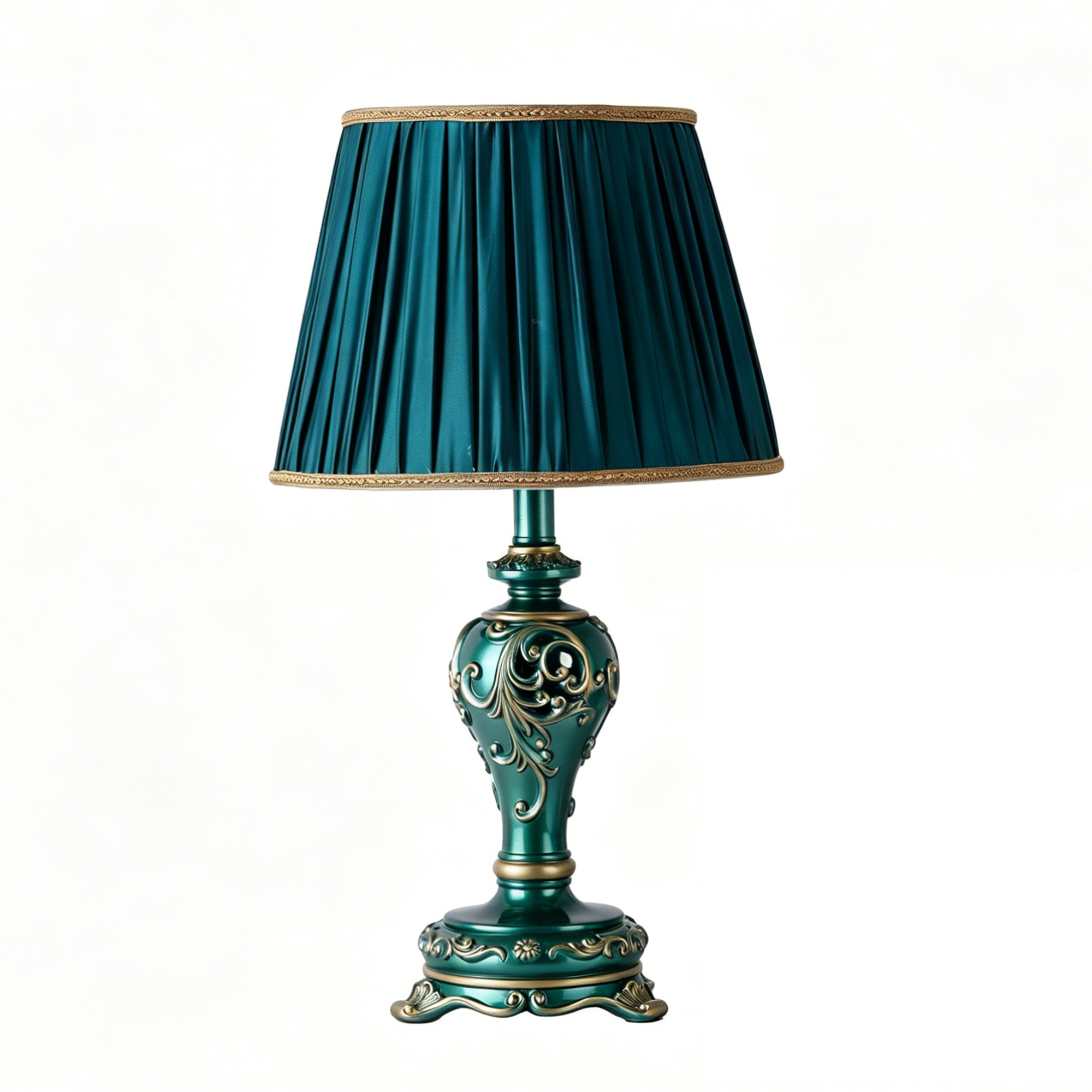 Anmytek Farmhouse Table Lamp Vintage Hollow Out Resin Lamp Dark Green With Nightlight Bulb Included For Living Room Bedroom End Table