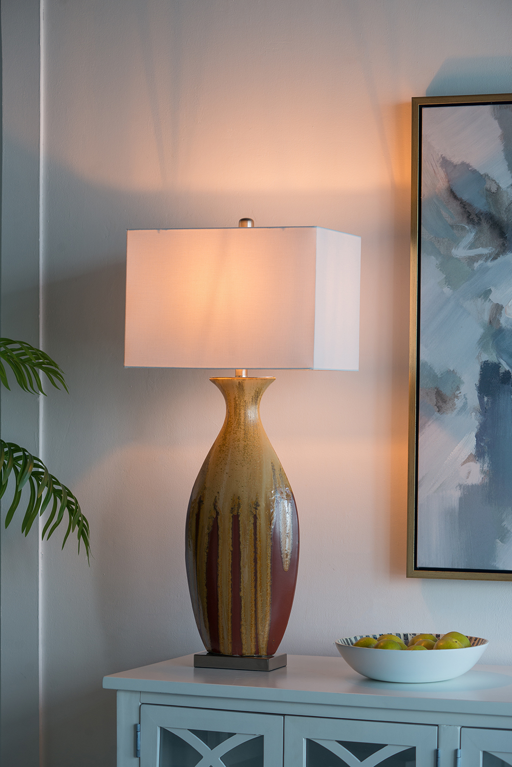 Anmytek Ceramic Table Lamp 16x10.5x36 Inch Decorative Lamp For Living Room Bedroom Entryway Side Table