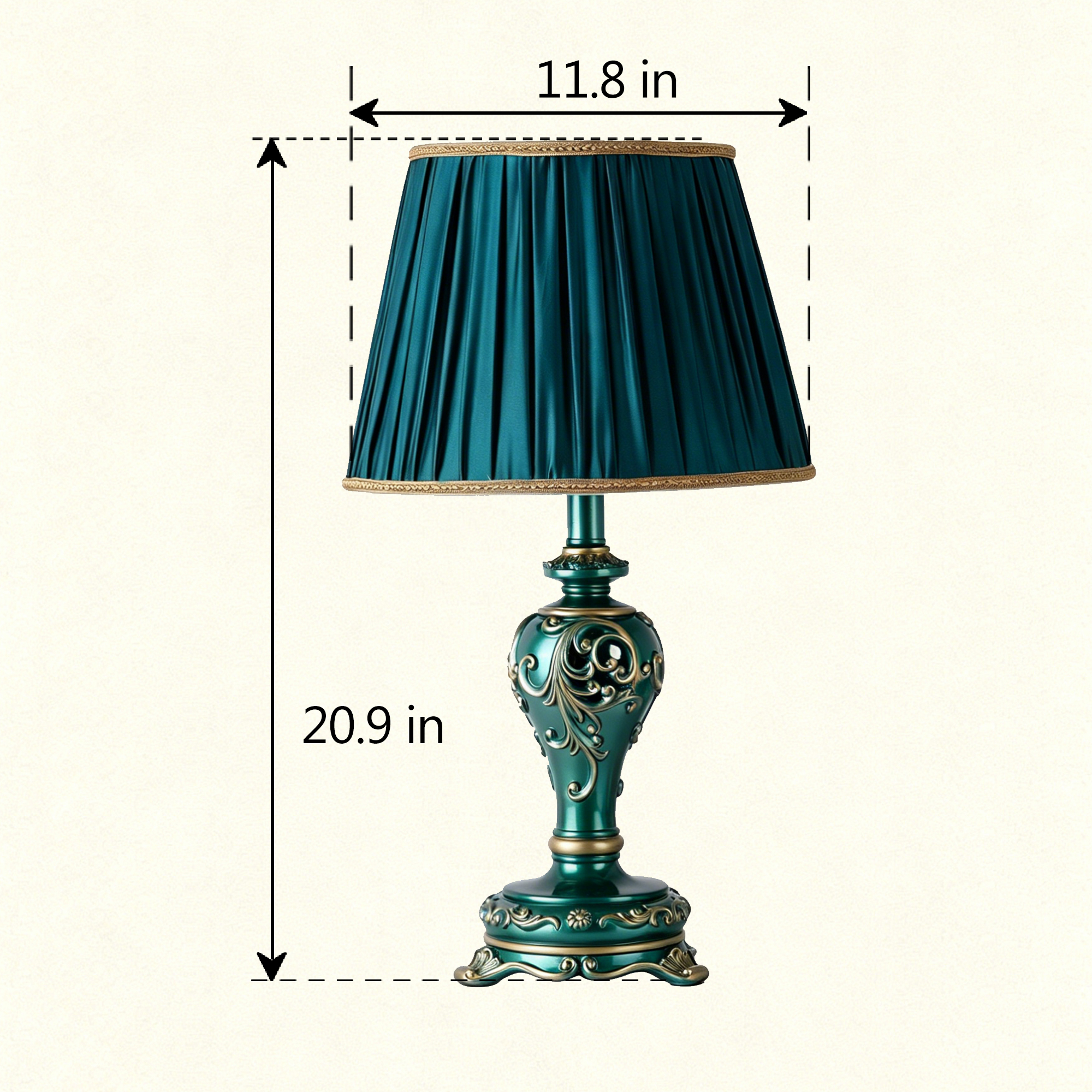 Anmytek Farmhouse Table Lamp Vintage Hollow Out Resin Lamp Dark Green With Nightlight Bulb Included For Living Room Bedroom End Table
