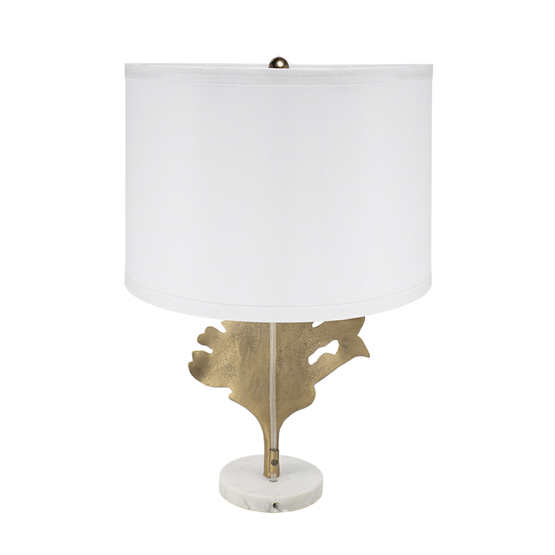 Anmytek Gold And White Table Lamp Leaf Design D13x22.2 Inch Decorative Table Lamp For Living Room Bedroom End Table