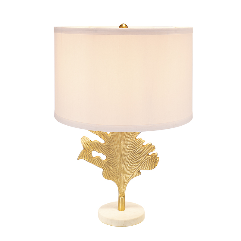 Anmytek Gold And White Table Lamp Leaf Design D13x22.2 Inch Decorative Table Lamp For Living Room Bedroom End Table