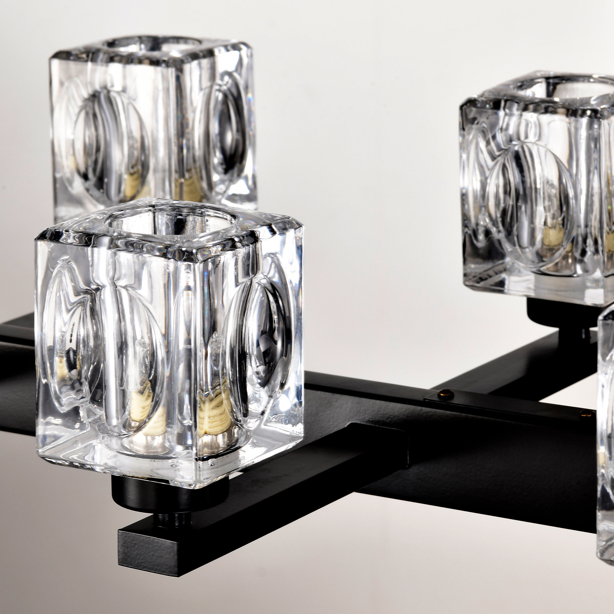 Anmytek 10‑Light Black Farmhouse Linear Pendant Light Modern Crystal Hanging Chandelier with G9 Bulbs for Dining Room Kitchen Island Bar Long Table Max 40W Per Bulb