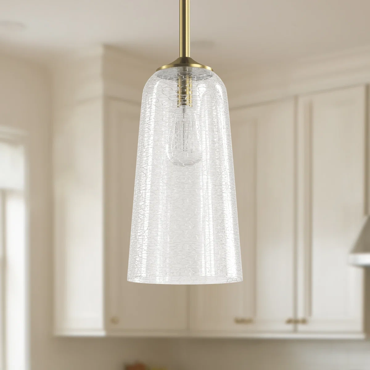 1-Light 6.1" W Dimmable Bell Pendant Light with Glass Shade(not included bulbs)