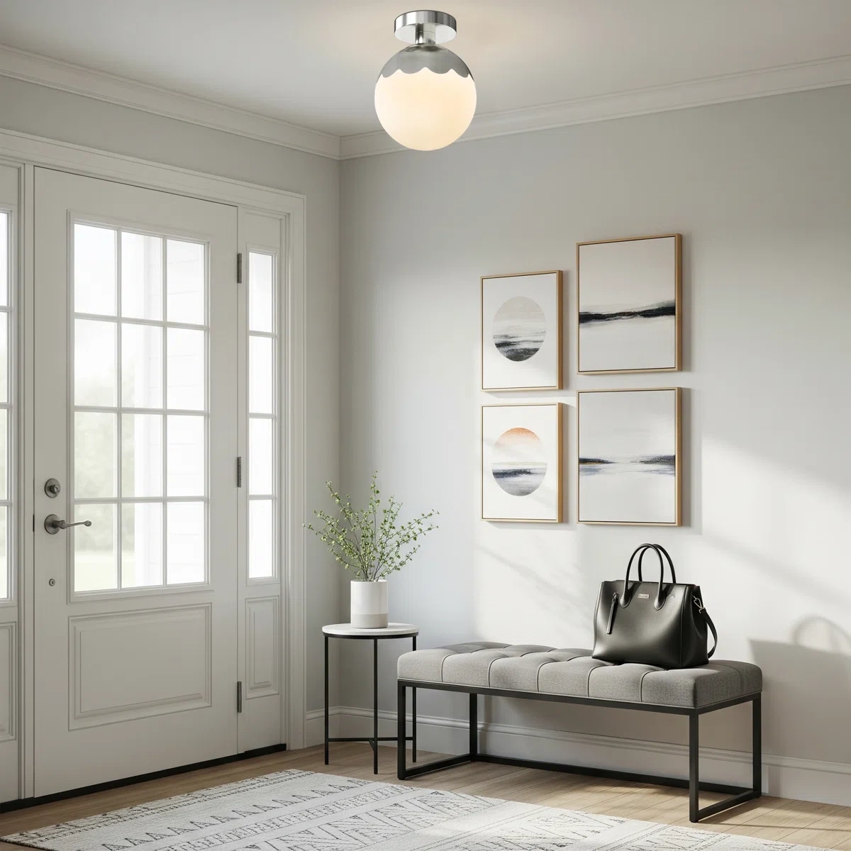 7.87" W 1-Light Globe Semi Flush Mount(not included bulbs)